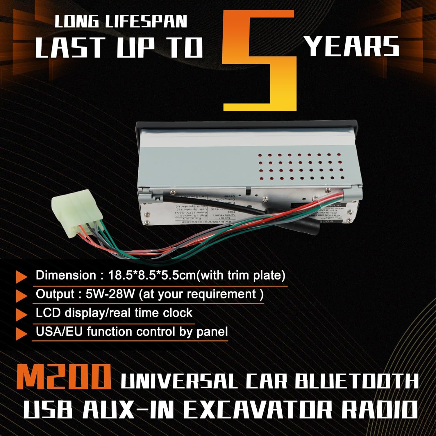 PANGOLIN Universal Car Bluetooth USB AUX-in 24 Volt Excavator Radio for Hitachi Komatsu Kato Excavator Spare Parts