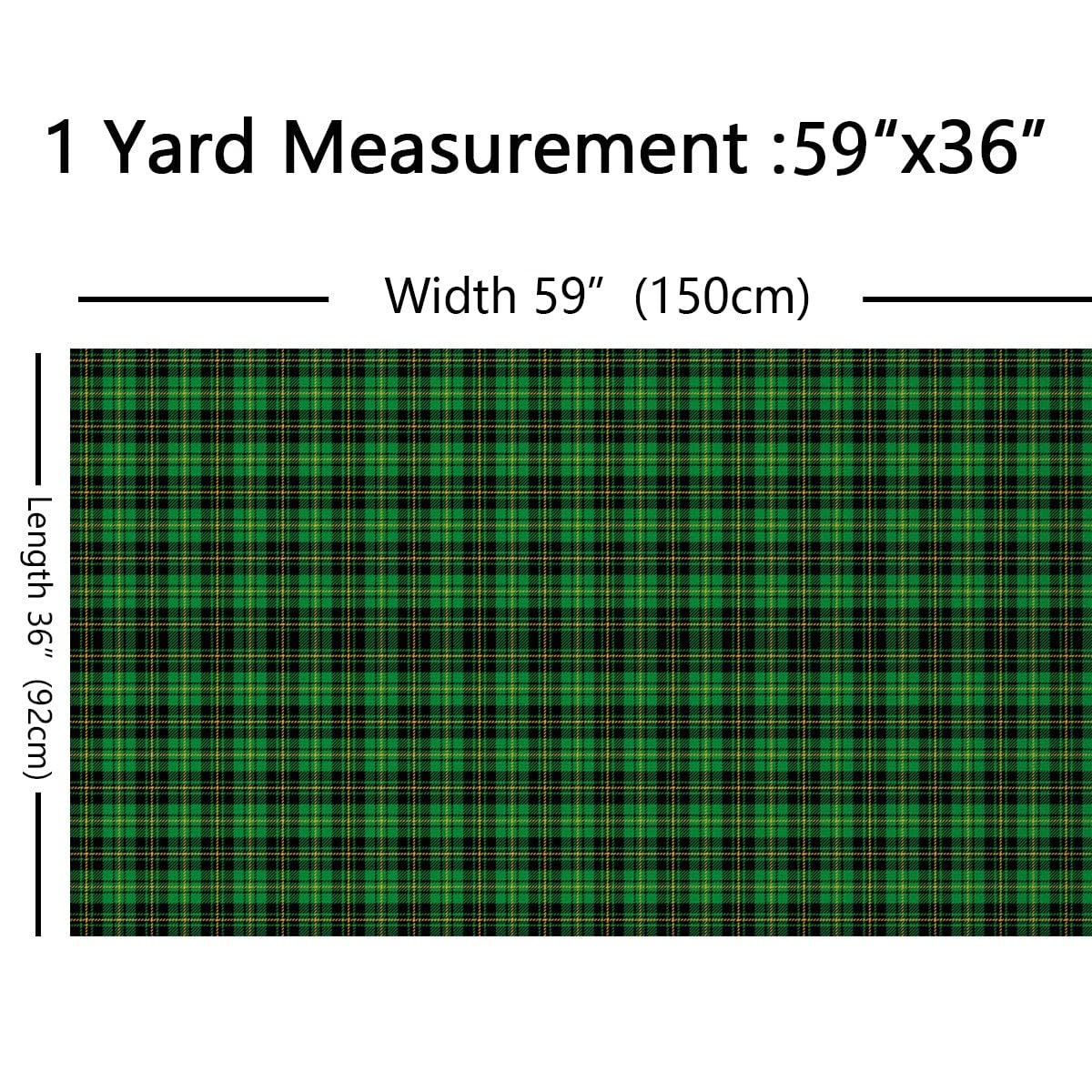 Buffalo Check Upholstery Fabric for Chairs,Green Black Plaid Grid Outdoor Fabric by The Yard,Rustic Geometric Tartan Fabric for Upholstery and DIY Projects,5 Yards,(L460*W150cm) Yellow Black - Image 2