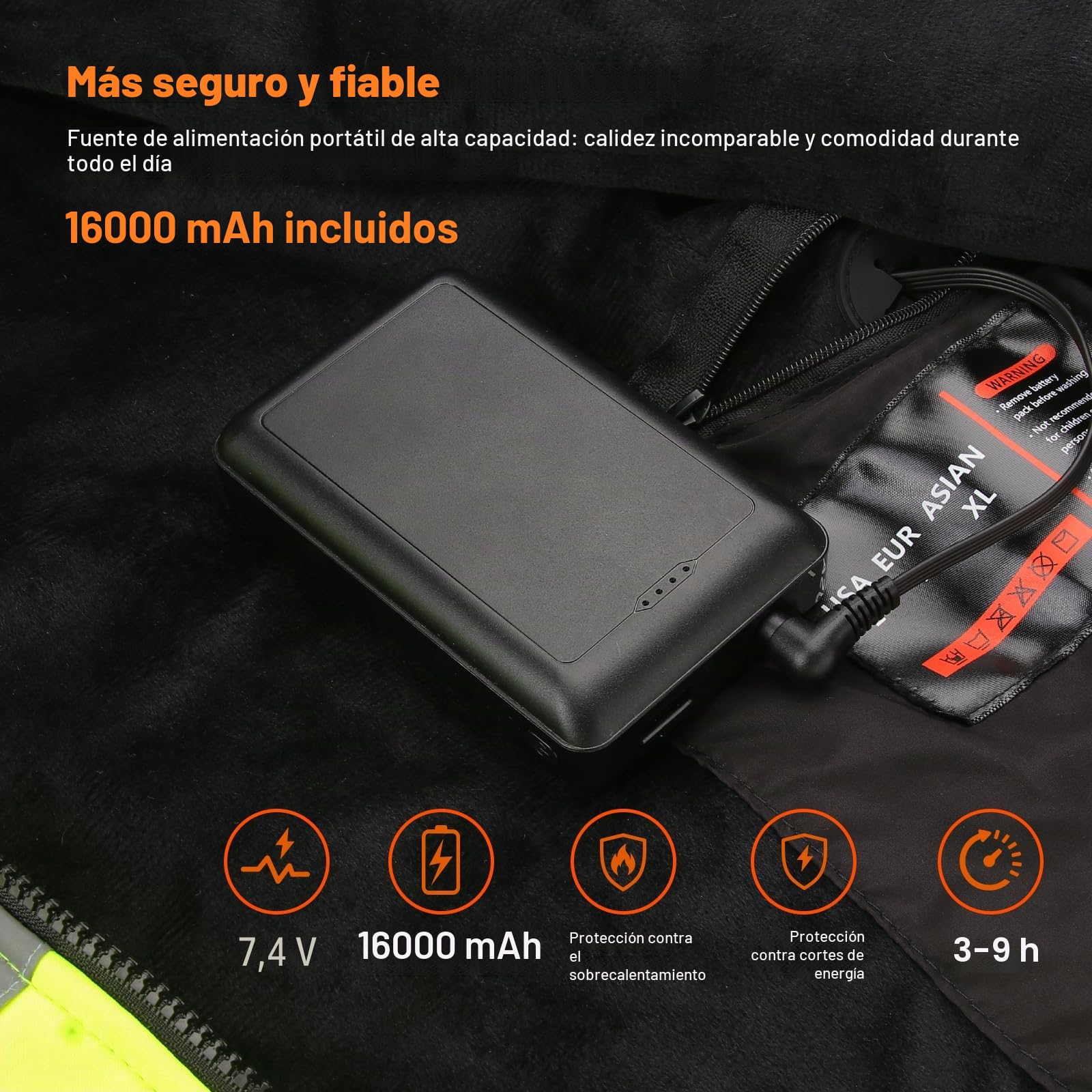 Chaqueta Polar Alta Visibilidad Calentada 4 en 1 para Hombre, Chaqueta de Soldadura Ligera - Batería de 16000 mAh Chaqueta Softshell de Advertencia con 6 Zonas de Calefacción incl Reflectores