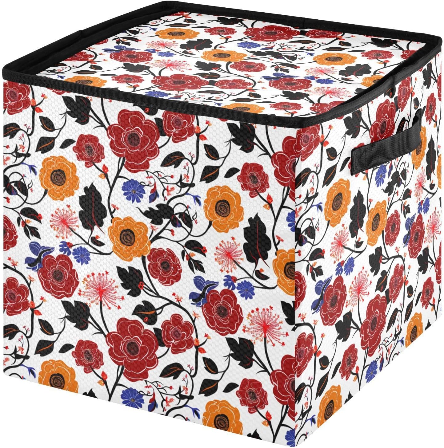 High Capacity Christmas ornament organizer Holds Up to 64, Adjustable Dividers, Zippered Top, Two Handles sturdy christmas decoration storage with Lid,Lilly Floral Burgendy Orange
