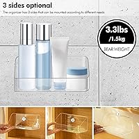 Vista 2 de Poeland 2 Pack Medicine Cabinet Shelves Organizer, Wall Mounted Storage Organizer, Clear Storage Box for RV Bathroom, Bedroom, Mirror Cabinets