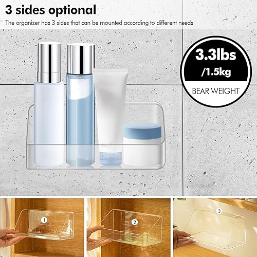 Miniatura 2 de Poeland Paquete de 2 estantes organizadores de gabinete de medicina, organizador de almacenamiento montado en la pared, caja de almacenamiento