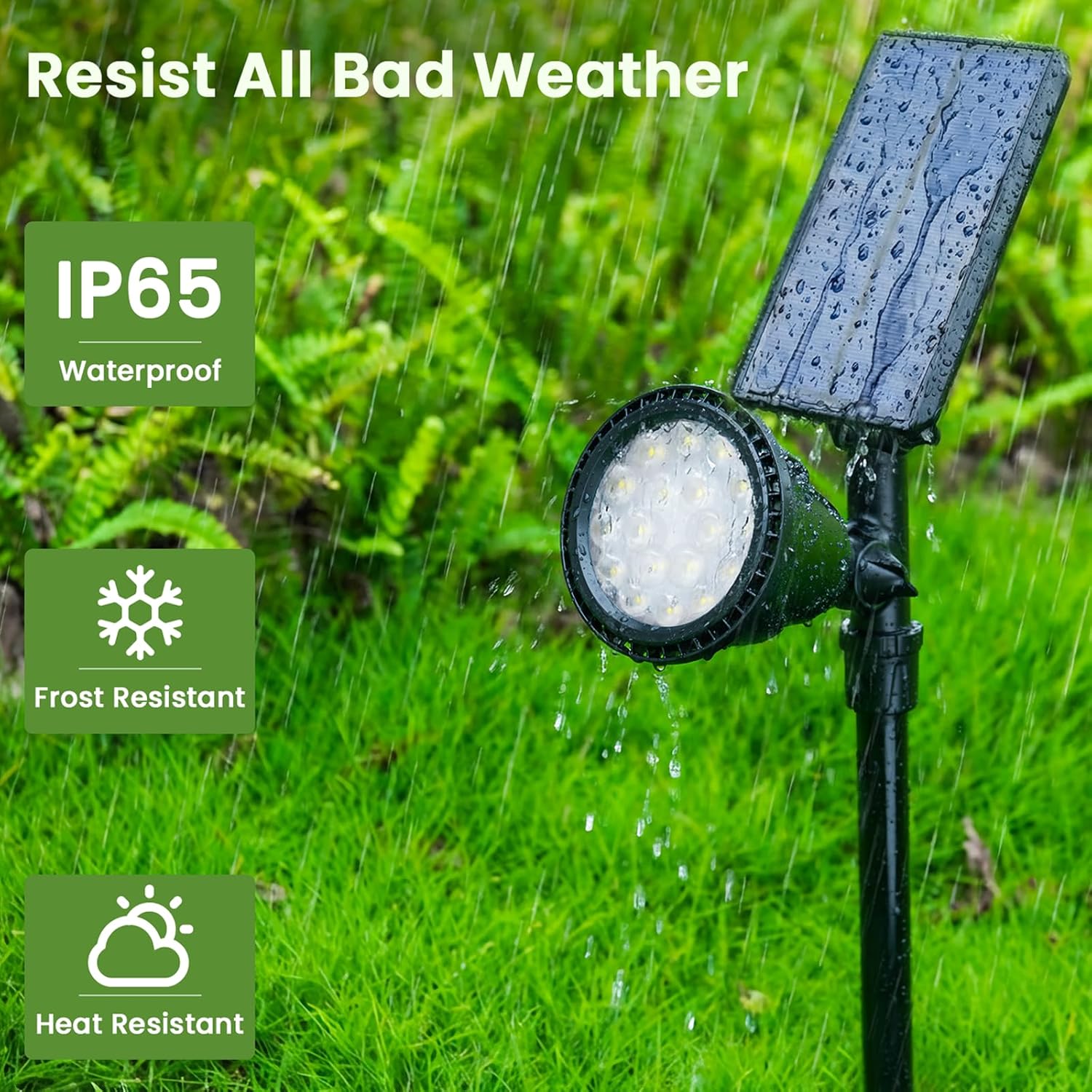 JSOT 600 Lumen Bright Solar Lights Outdoor Waterproof,Solar Powered Landscape Spotlights Solar Walkway Lighting for Backyard Garden Pathway Driveway Path Wall Patio Decor Warm White 4 Pack