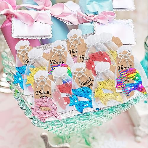 Miniatura 7 de CiciBear Juego de 60 llaveros de lentejuelas de mariposa grande con 20 llaveros, 20 etiquetas de agradecimiento y 20 bolsas de regalo para