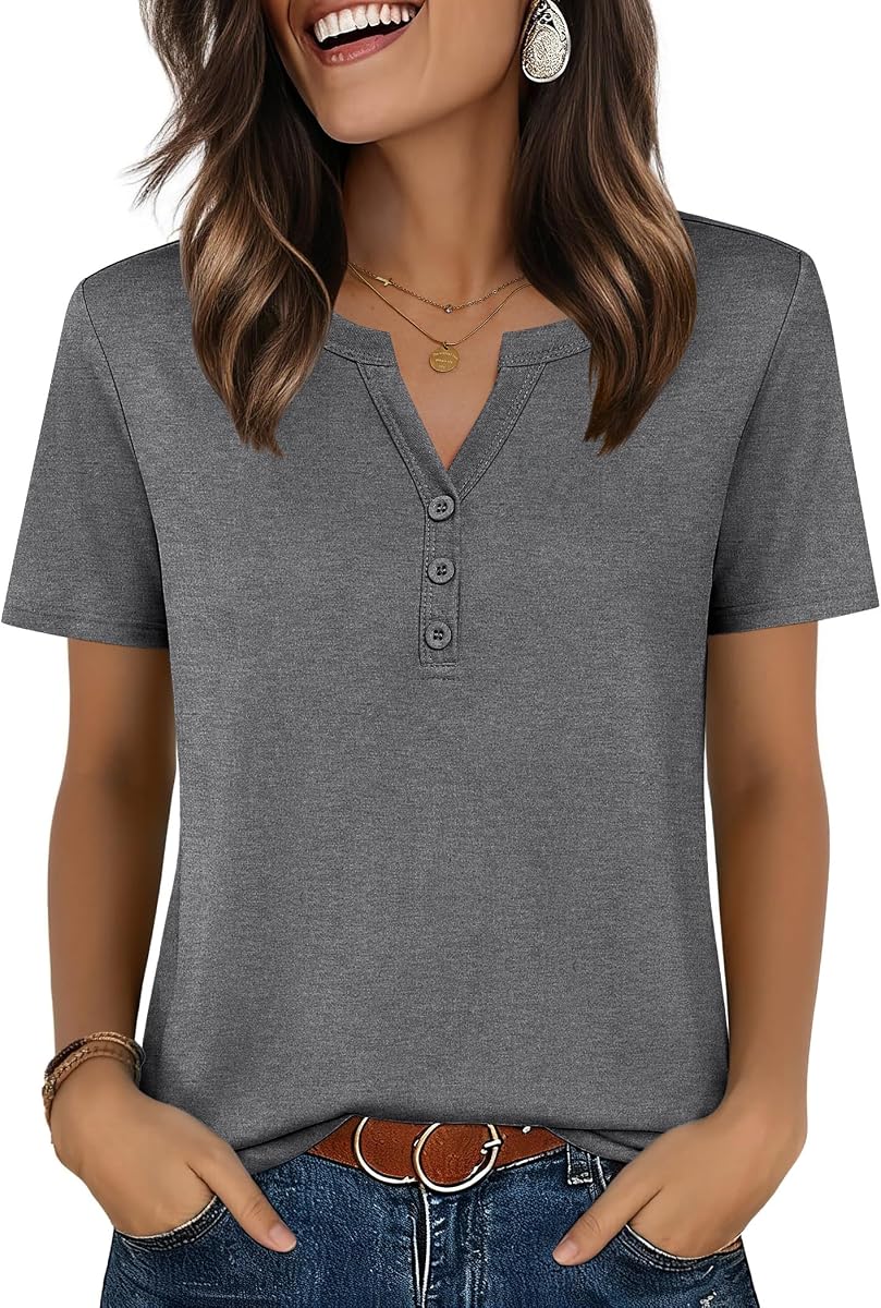 Zeagoo Womens Summer Tops V Neck Short Sleeve Shirts Dressy Casual Blouse