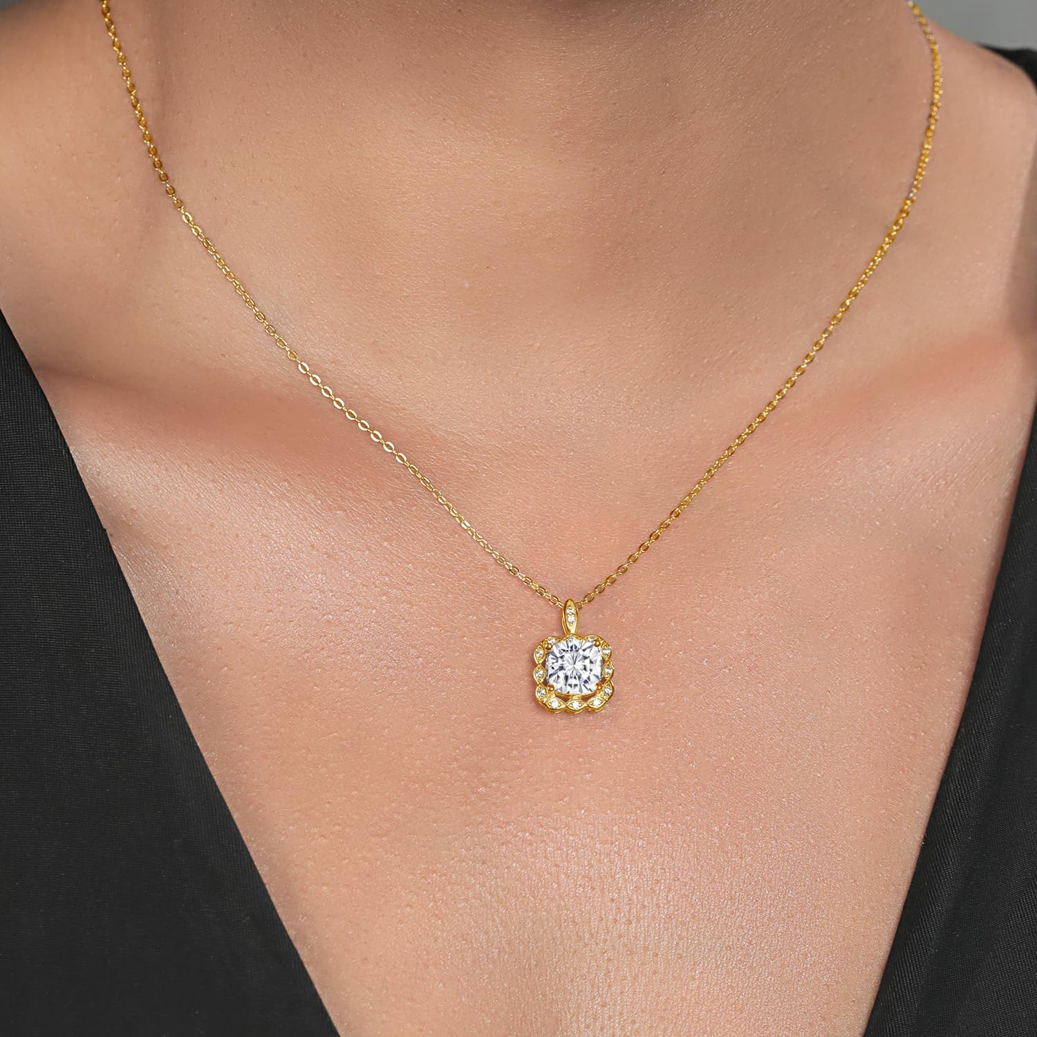 Gem Stone King 18K Yellow Gold Plated Silver Personalized and Customized 8MM Cushion Cut Birthstone Pendant Necklace For Women with 18 Inch Chain - Image 4