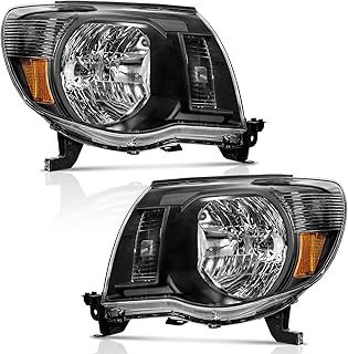Headlights Assembly Compatible with 2005-2011 Toyota Tacoma Headlights Assemblies for 05 06 07 08 09 10 11 Tacoma Headlight Assembly Black Housing Amber Reflector Driver and Passenger Side