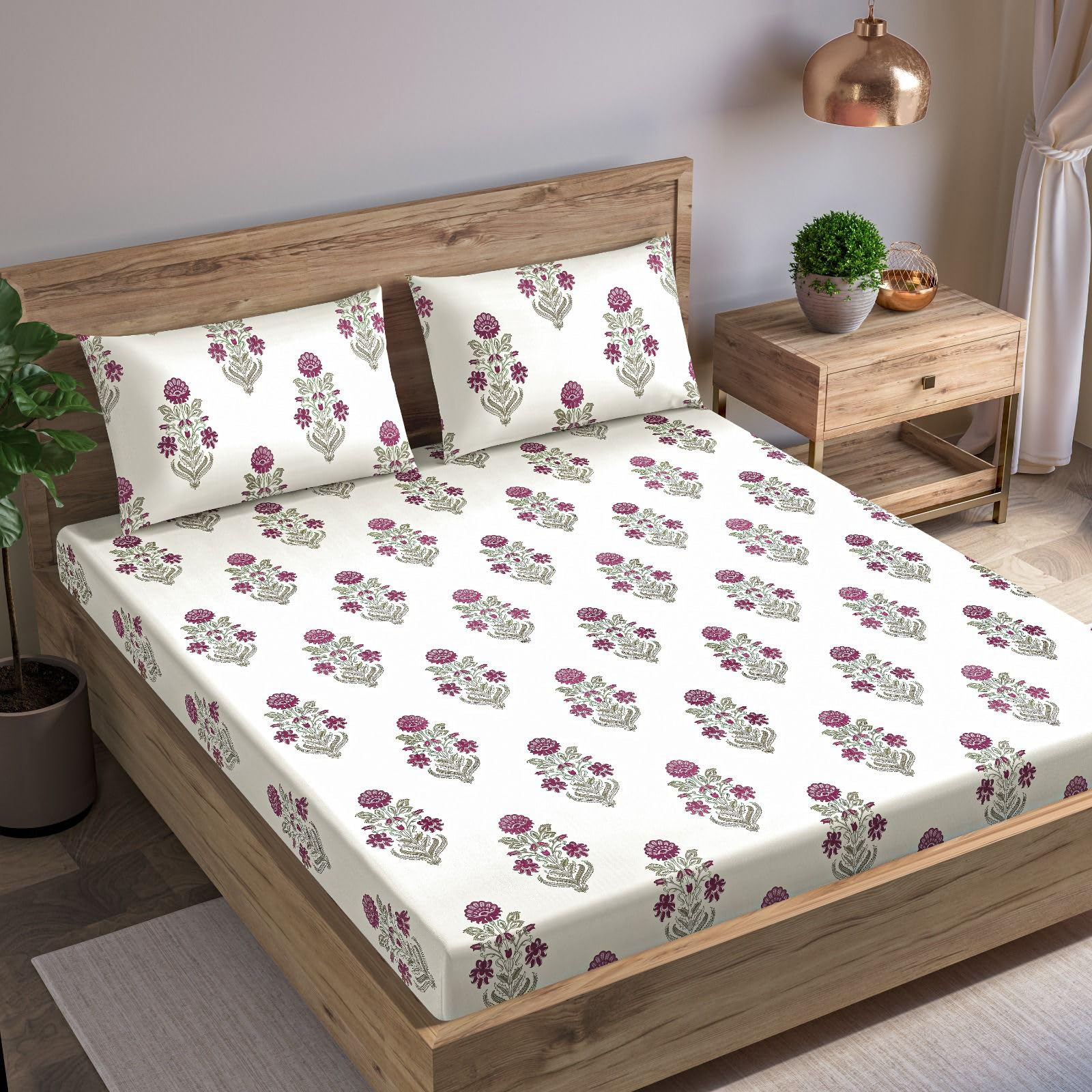 Cotton King Size Fitted Bed Sheet Set -21 Cotton King Size Fitted Bed Sheet Set -21