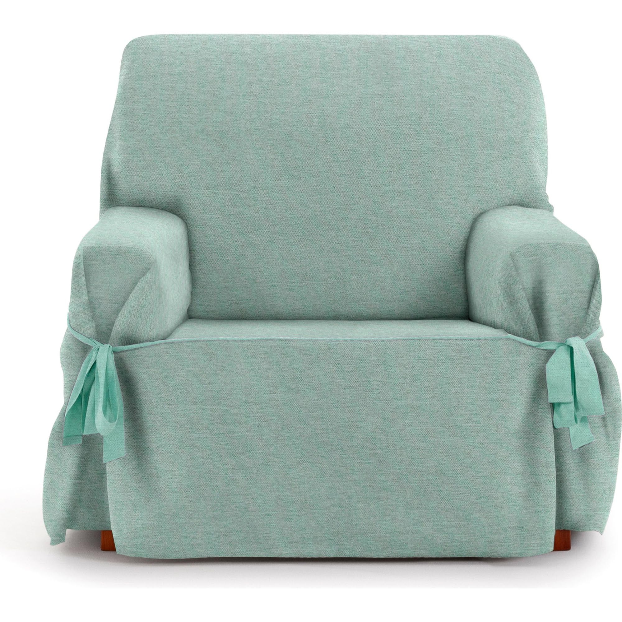 Housse de canapé 1 place non élastique verte pour protéger un fauteuil usé