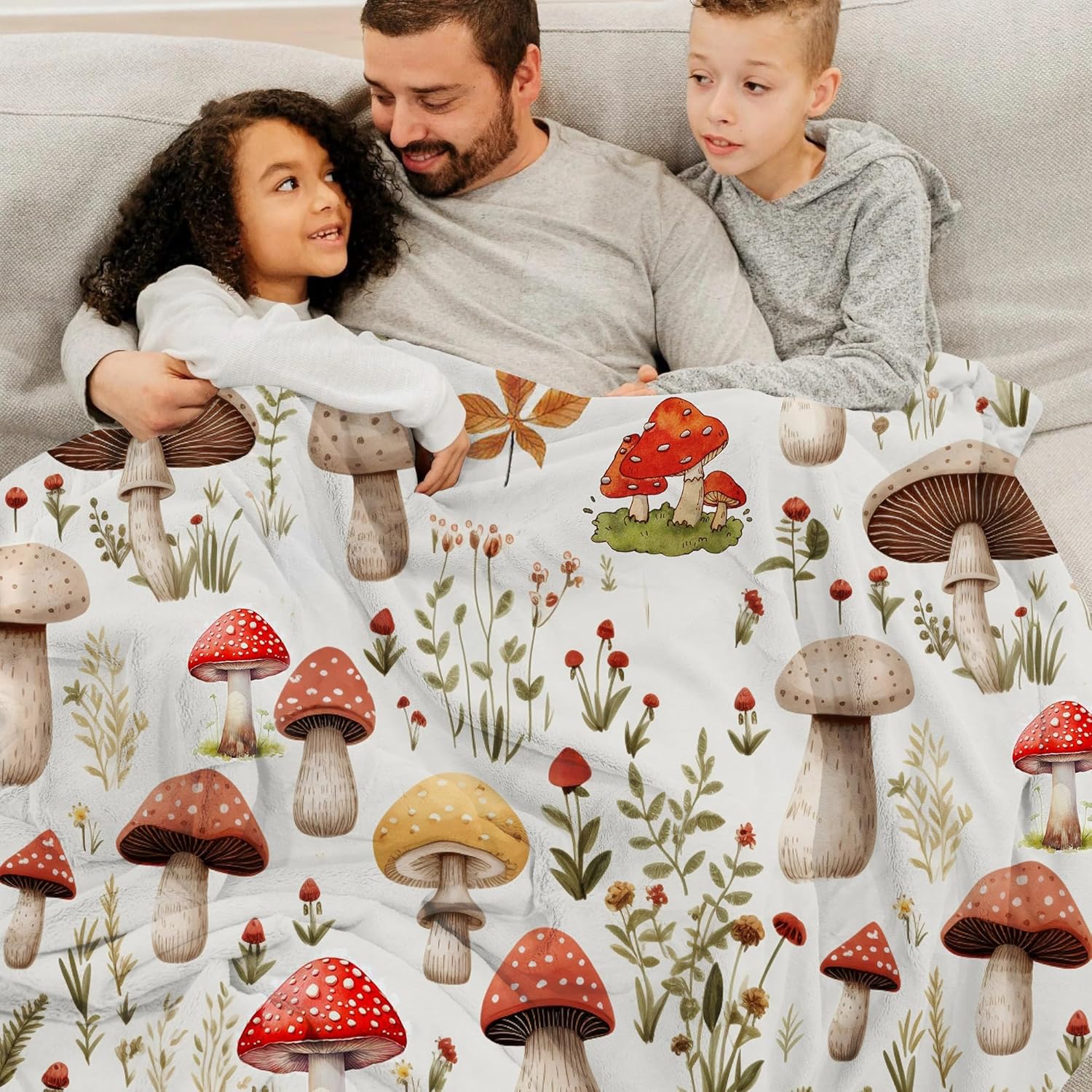 Mushroom Blanket 60 X 50 Inches, CottageCore Botanical Throw Blanket Spring Room Decor, Mushroom Gifts for Women, Girls, Daughter, Mother's Day - Image 6