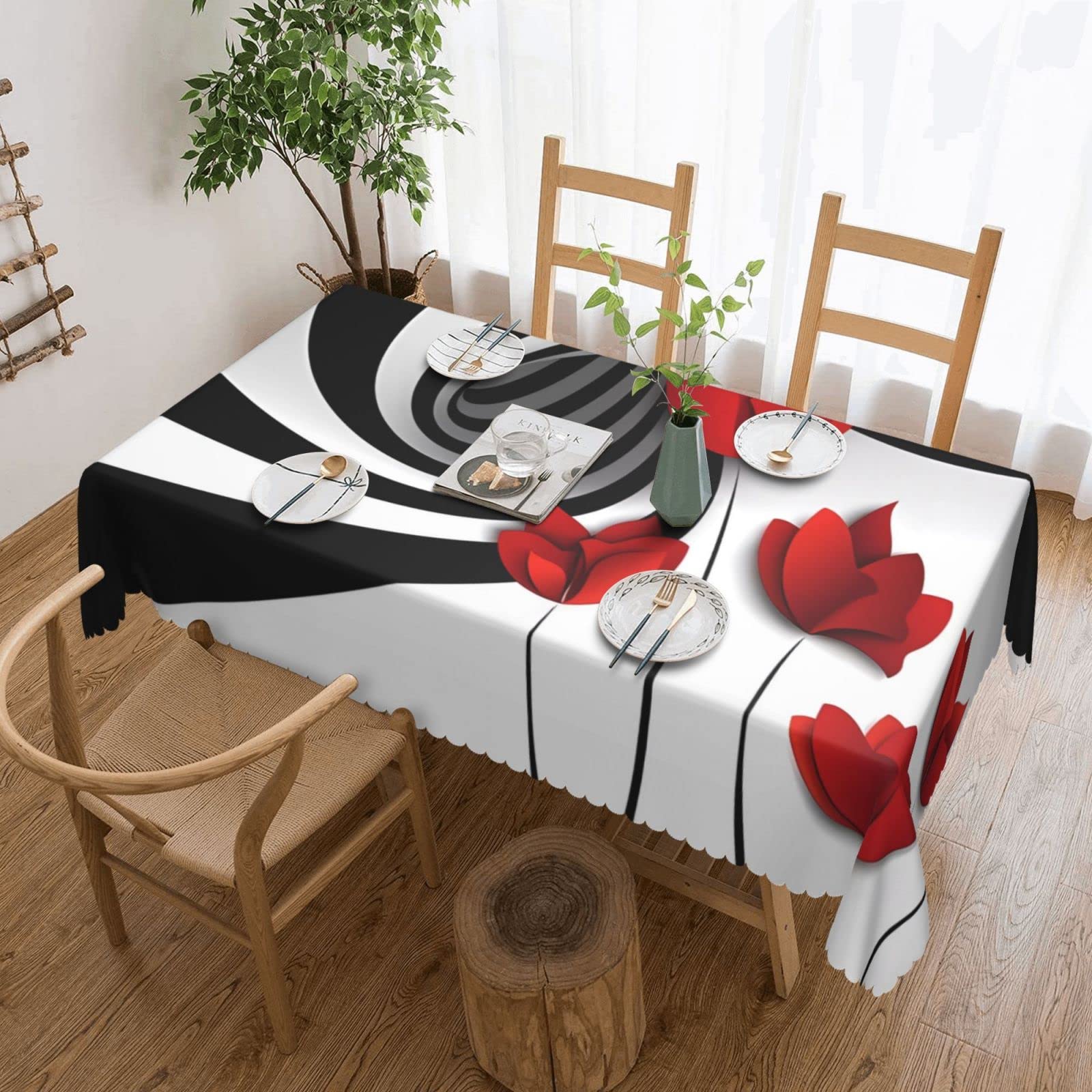 Nappe rectangulaire pour cuisine et salle à manger repas fleuri