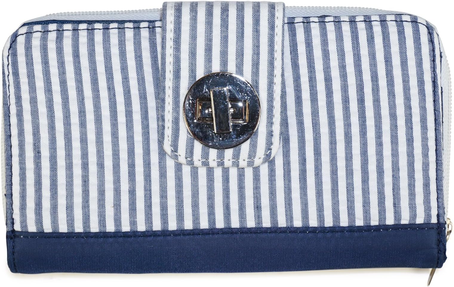 Turn Lock Womens Wallet Collections (Seersucker - Navy)