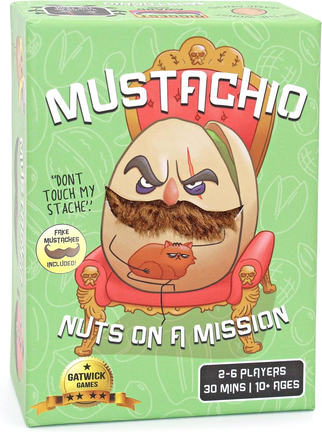 Gatwick Games Mustachio- Mustaches Now Included, a Strategy Game of Trickery and Scheming Nuts, Funny Board Games for Teens and Family Night, Card Game for 2-6 Players