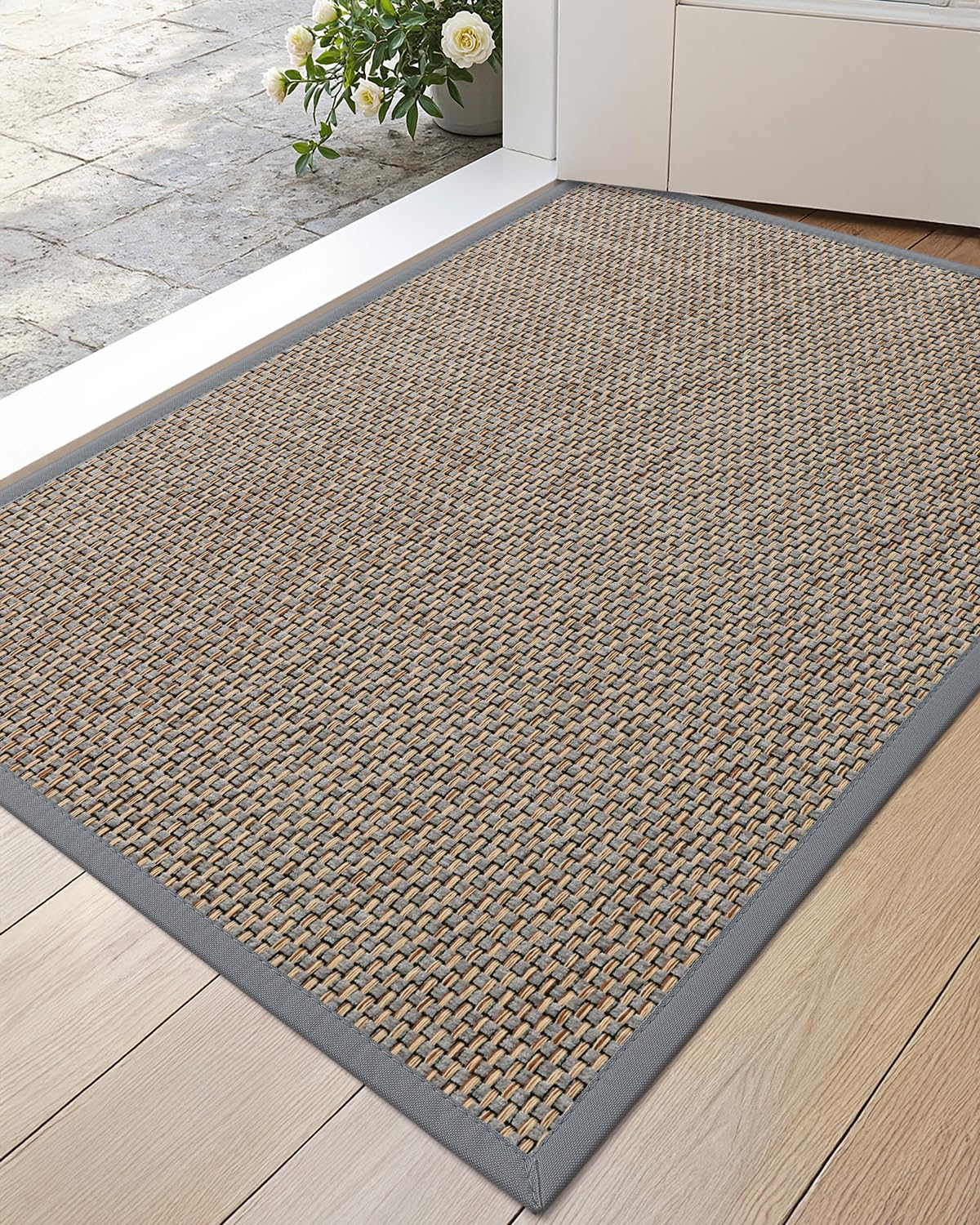 DEXI Entryway Door Mat 24x36, Non Slip Rubber Backing Inside Entry Mat, Low Profile Easy Clean Dirt Trapper Doormat for Inside Entrance Patio, Grey — image 1
