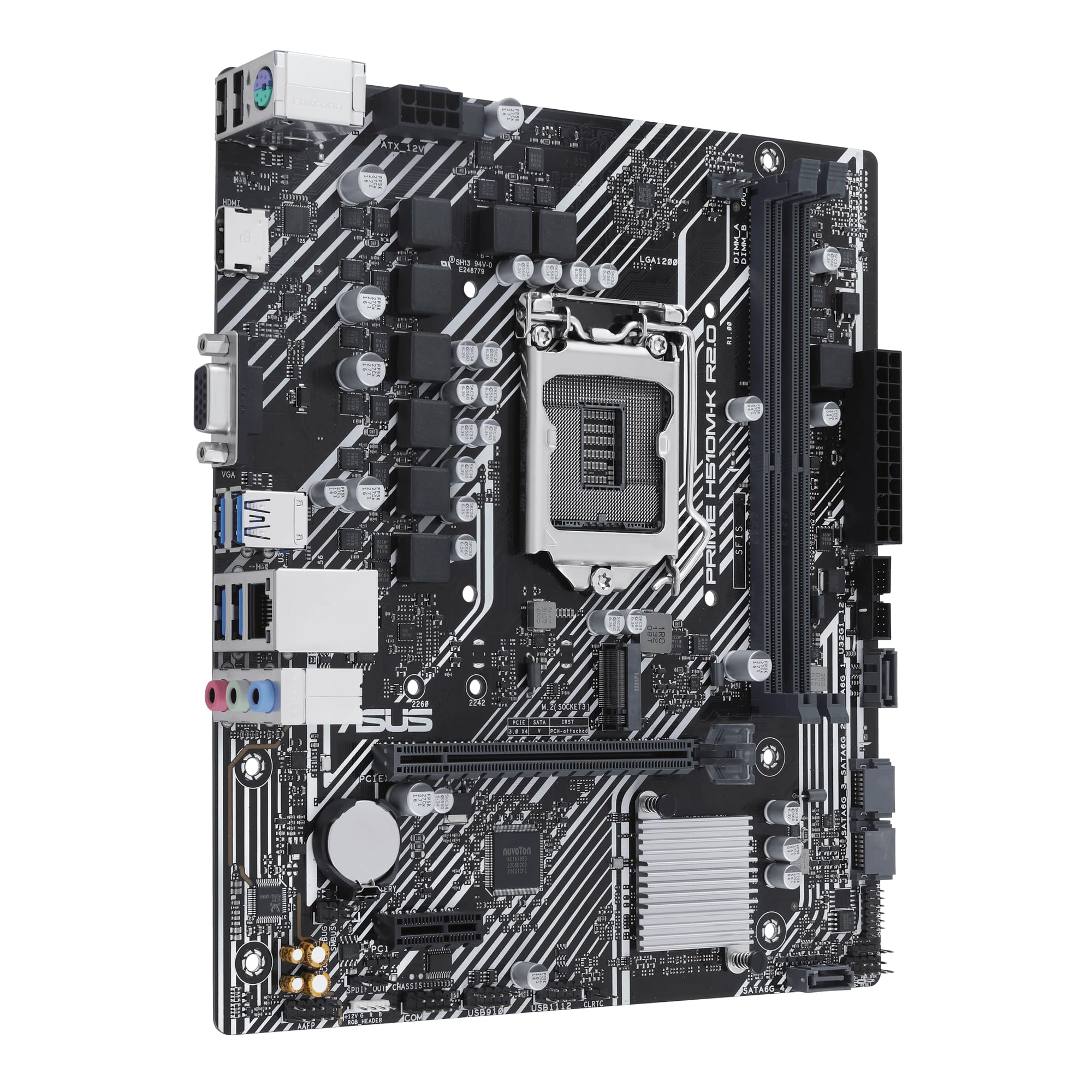 ASUS PRIME H510M-K R2.0 Scheda madre Intel H510, LGA 1200, mATX, DDR4, PCIe 4.0, slot M.2, USB 3.2 Gen 2, Type-A, Nero