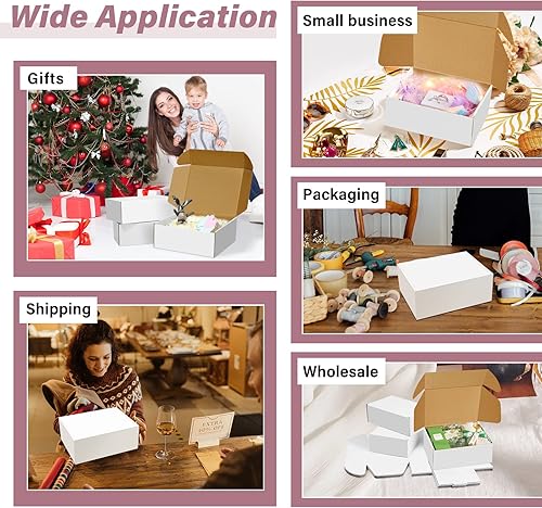 Miniatura 5 de Paquete de 30 cajas de envío blancas de 8 x 6 x 3 pulgadas, cajas de correo corrugado, cajas de embalaje para productos, caja de cartón reciclable,