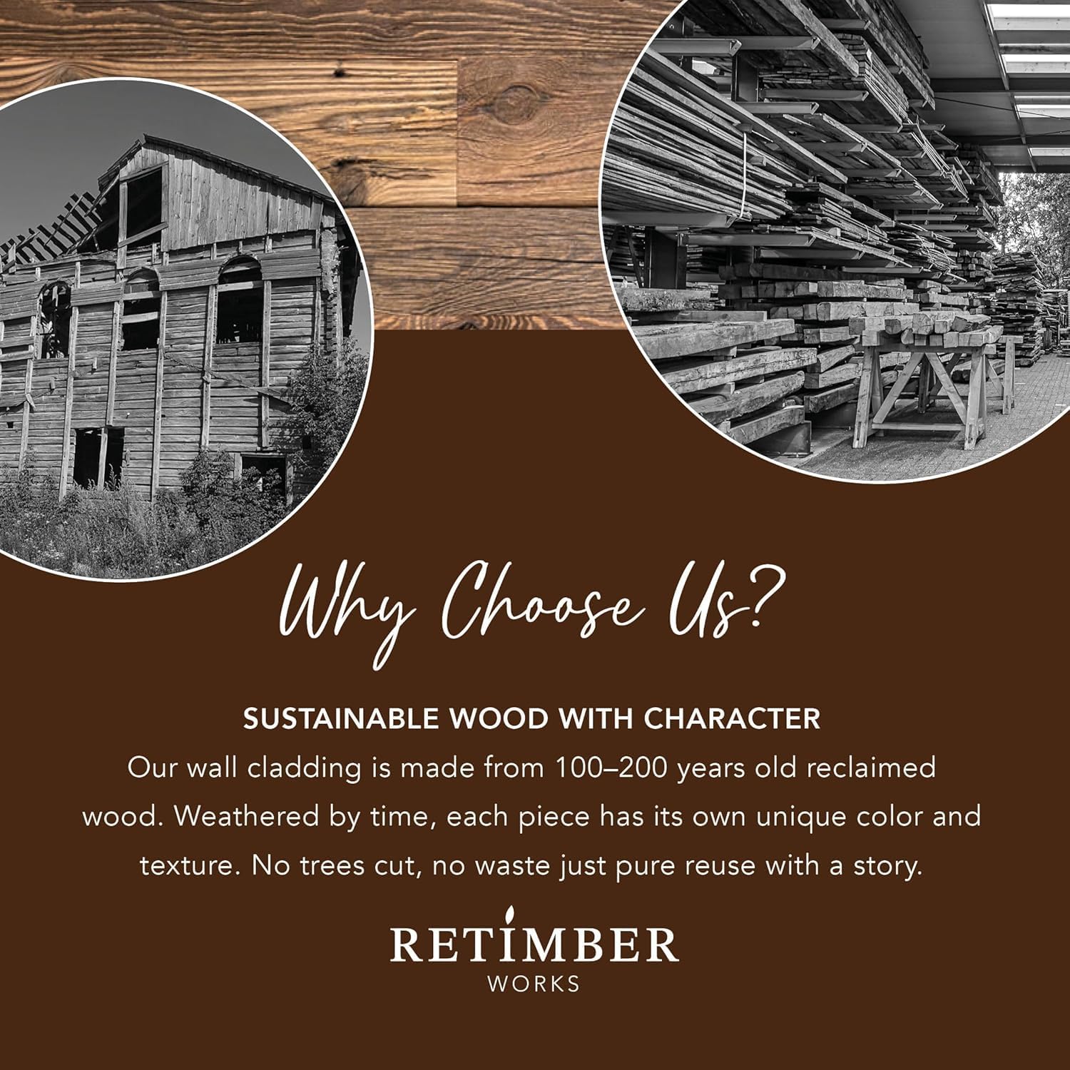 RETIMBER WORKS - Rivestimento da parete in vero legno di rovere Zadar, 0,8 m² per scatola, rivestimento in legno per pareti interne, pannelli in legno anticato rustico