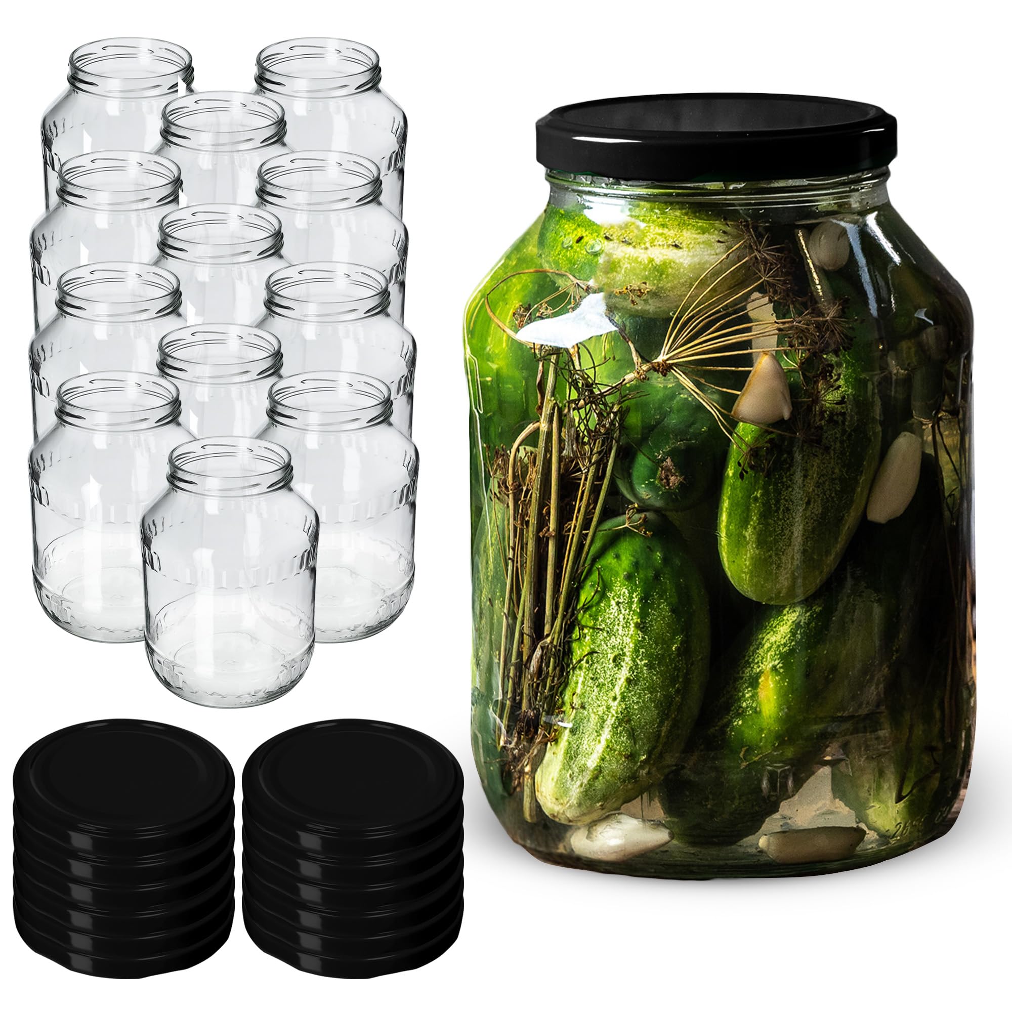 KADAX Vasi conservazione 2,5L TO100 | tappi vite | crauti verdure marmellate | vasi grandi conserve | ermetici lavastoviglie