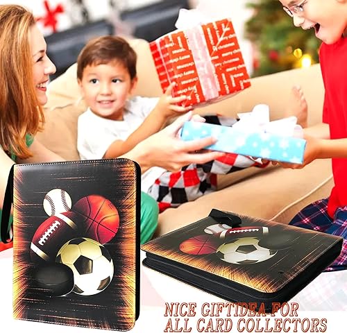 Miniatura 7 de Carpeta de tarjetas coleccionables con 4 bolsillos con 50 fundas para 400 tarjetas deportivas, carpeta para tarjetas deportivas con cremallera, para