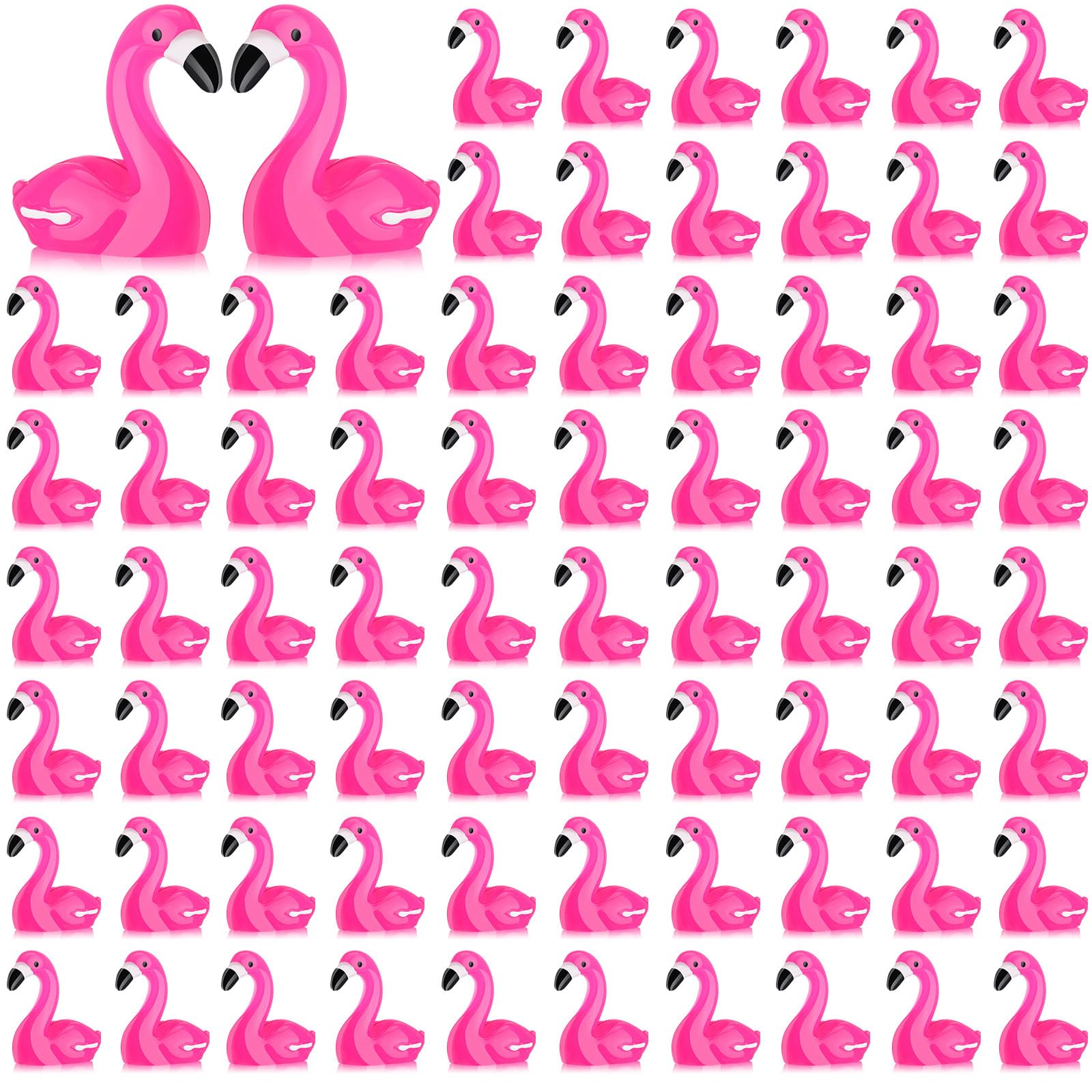Marsui 100 Pcs Mini Resin Flamingos Mini Flamingo Tiny Flamingo Figurines Ducks for Craft Cake Topper Figurines Miniature Garden Accessories Dollhouse