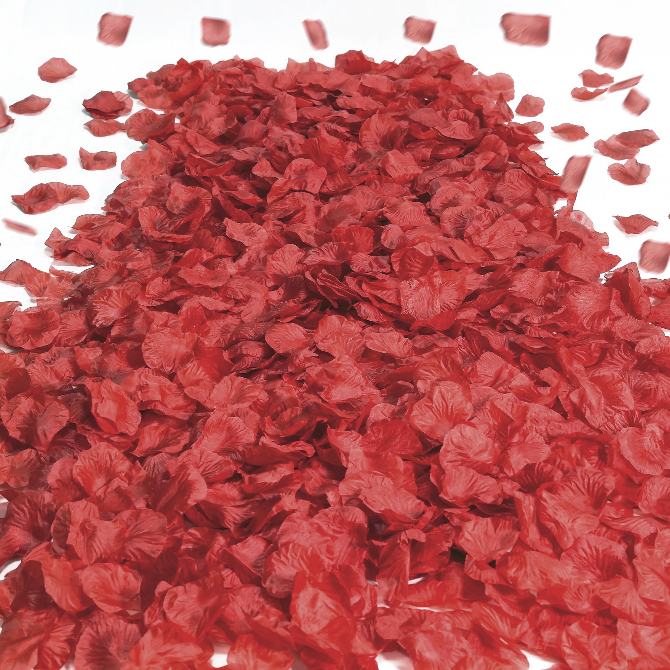 XIANNVXI 1500 PCS Dark Red Rose Petals Silk Artificial Faux Fake Red Rose Petals Pettles for Bedroom Valentines Wedding Proposals Party Anniversary Decorations