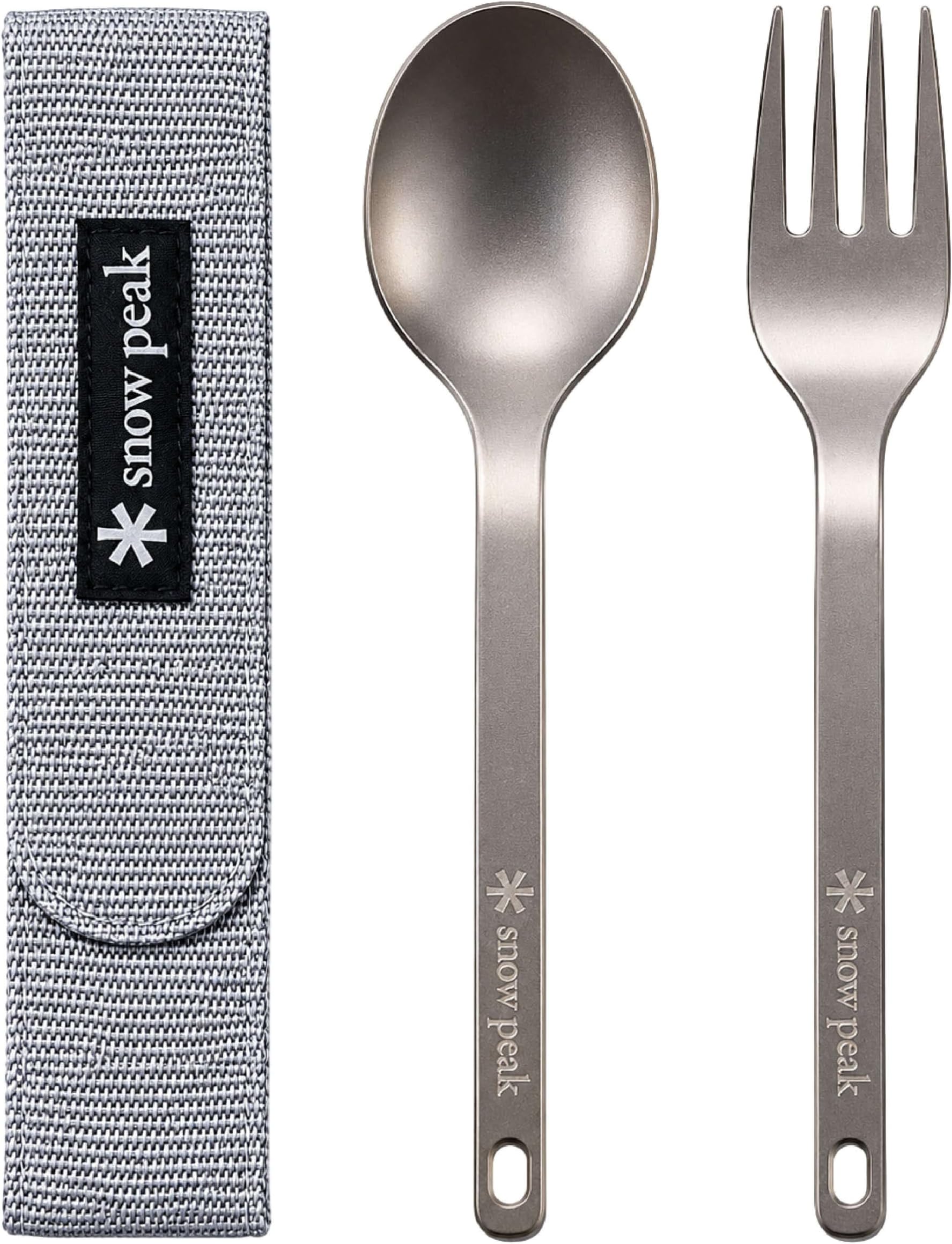 Men's Fork and Spoon Set, SCT-002, Japanese Titanium, Ultralight, Compact for Camping, Backpacking, Daily Use, Made in Japan, Lifetime Product Guarantee, Silver, One Size
