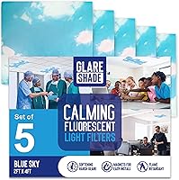 GlareShade 2x4 Ft Magnetic Fluorescent Light Covers, 5-Pack Cloud Blue - Relieve Glare, Headaches & Sensory Overload in Classrooms & Offices