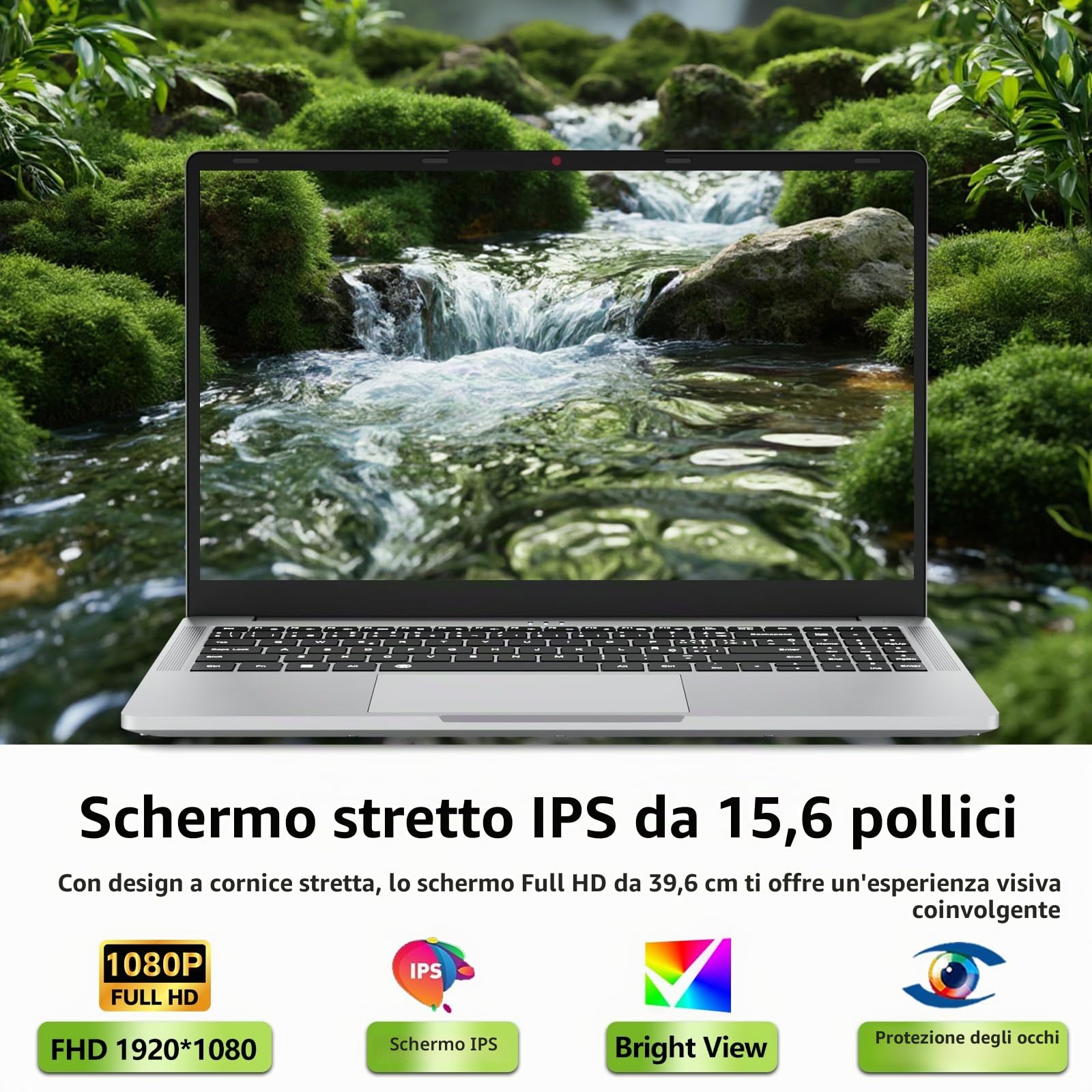 PC Portatile 15,6 Pollici con Ryzen 5 7430U, 32GB RAM 1TB SSD, Notebook Win 11 Schermo FHD 1920*1080, Laptop con Tastiera Retroilluminata con Tastierino Numerico, Computer Portatile Type-C HDMI USB3.0