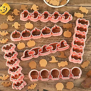 Mini Halloween Cookie Cutter Set for Pet Treats – 6 Shapes Including Pumpkin, Ghost, Hat, Candy, Bat, Skull – Dog Treat Cookie Stamp for Homemade Snacks (Halloween)