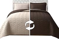 Vista 20 de Elegant Comfort Juego de colcha y cubrecama acolchada reversible de 3 piezas con fundas de almohada, costura majestuosa exquisita para todas