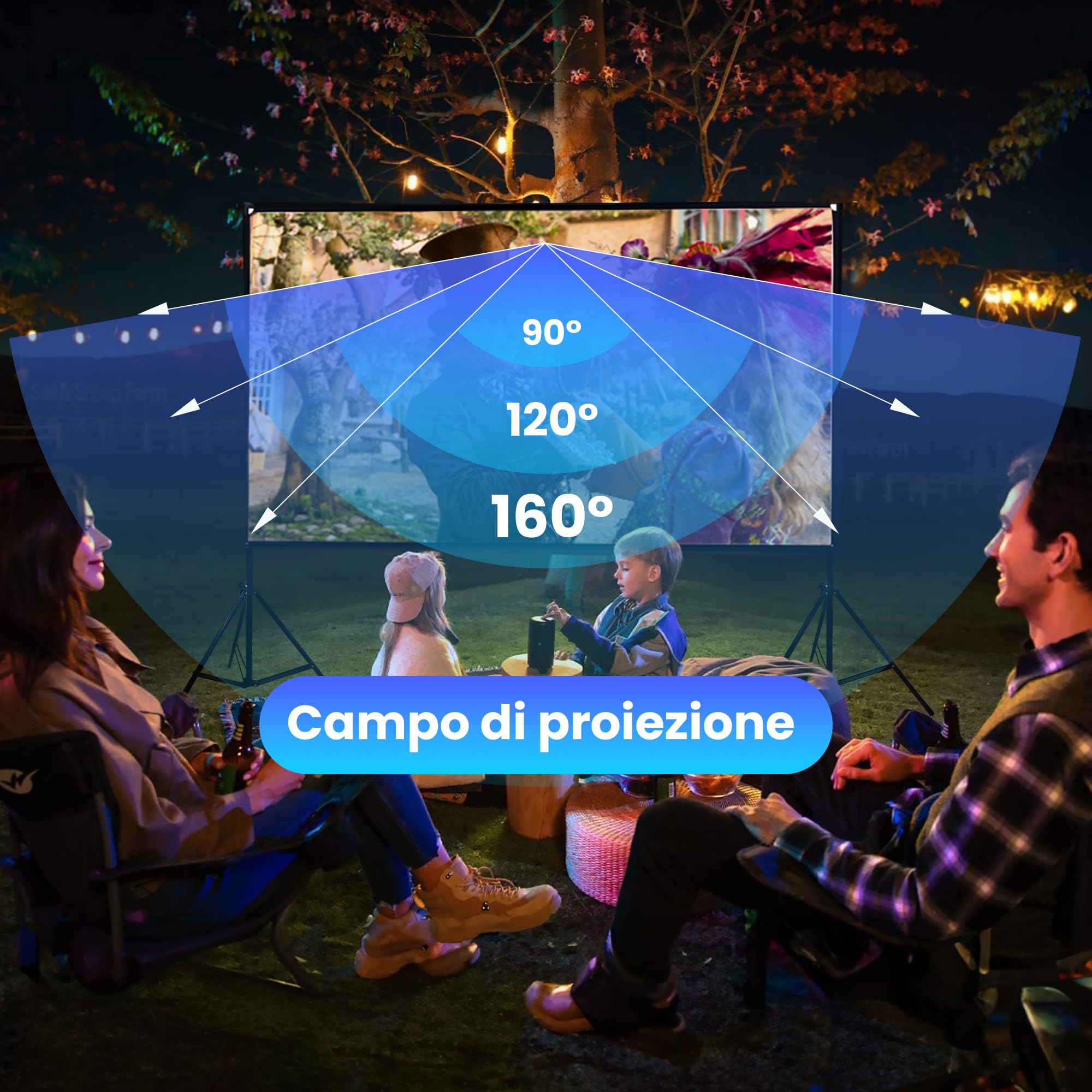 Extralink Telo per Proiettore 72 Pollici con Treppiede - Pieghevole 16:9 per HD/4K, Schermo Portatile Anti-Piega per Home Cinema, Telo per proiettore da Esterno & Presentazioni, 160x90CM