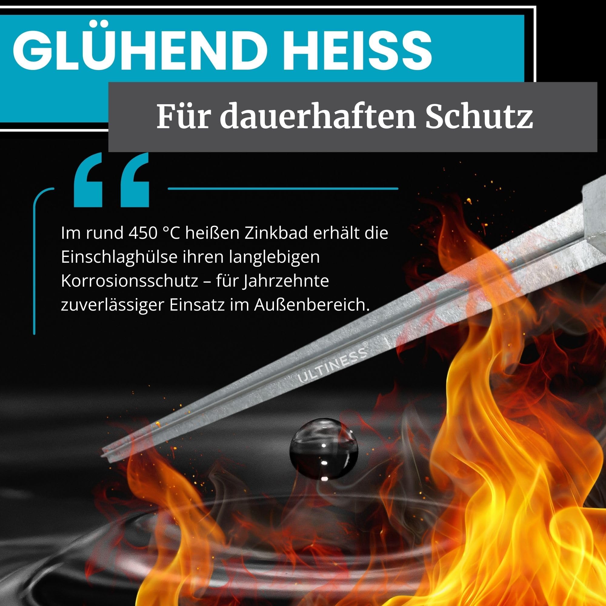 Pfostenträger für Holzpfosten Einschlaghülse, 2 St. 71 x 71/750 mm | 70x70/90x90 wetterfeste Bodenhülse aus Stahl Feuerverzinkt, Stabile Pfostenanker, Einschlagbodenhülse, Erdspieß, Balkenschuh