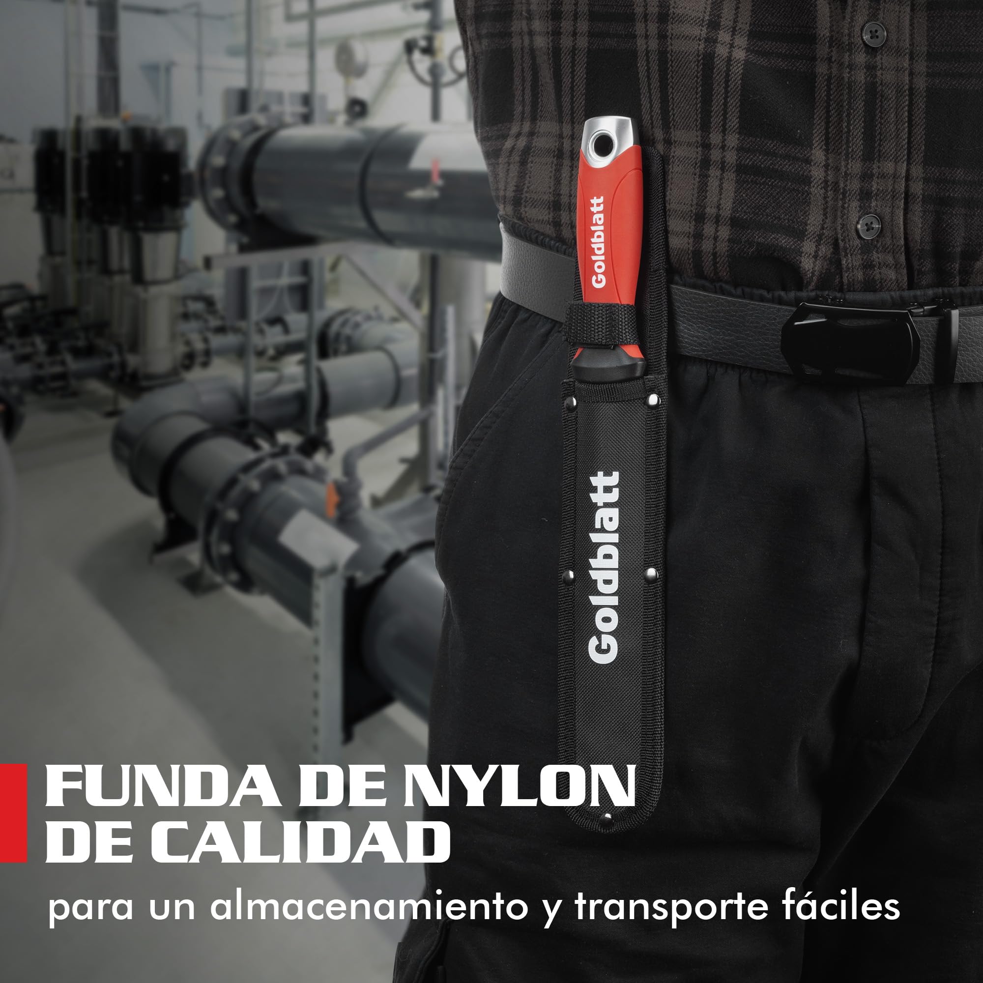 Goldblatt Cuchillo para Aislamiento, Hoja de Acero Inoxidable de 20 cm, Cuchillo de Aislamiento de Doble Cara, para Cortar Materiales Aislantes como Lana Mineral, Lana de Vidrio y Lana de Roca