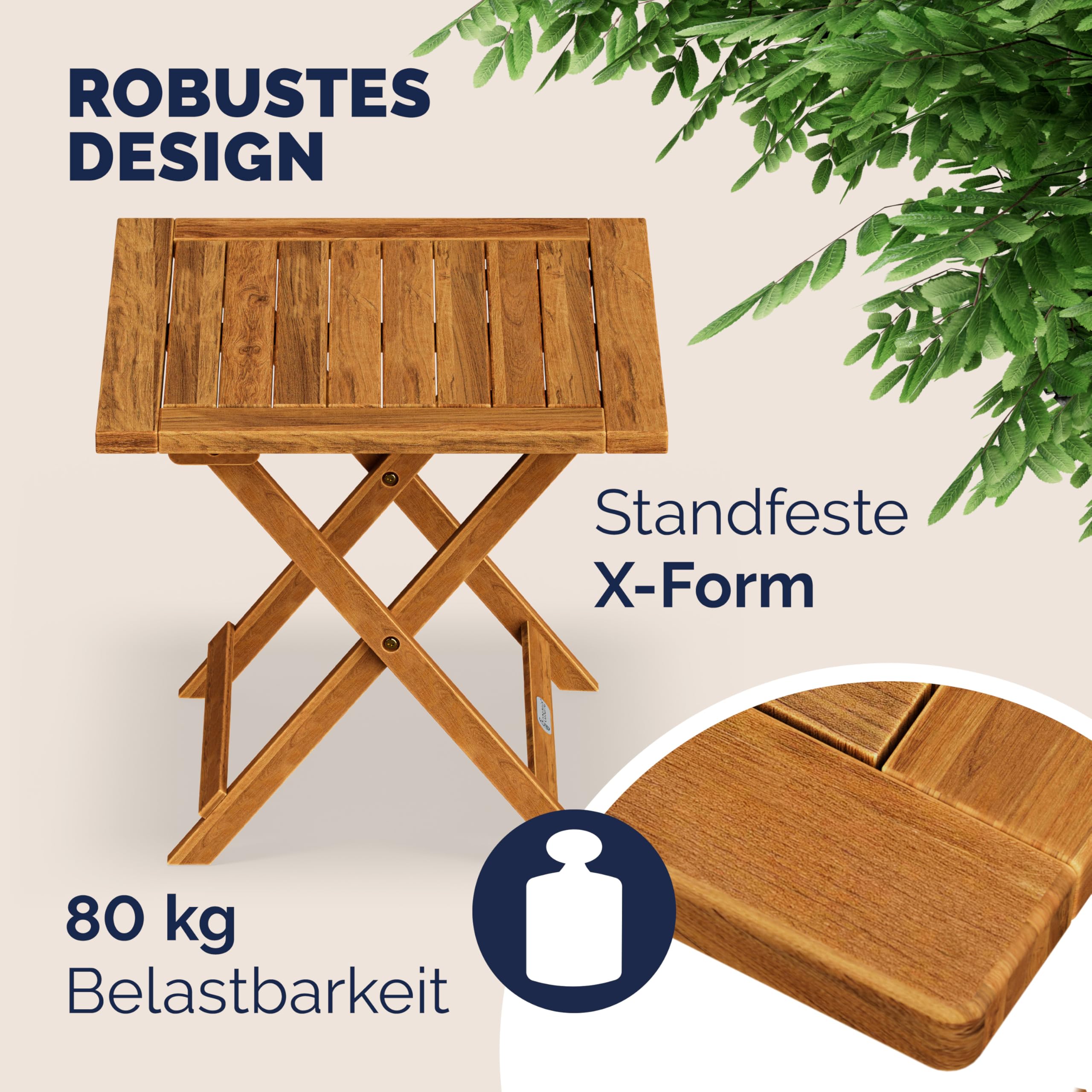 Casaria® Beistelltisch Holz Vollmontiert Klappbar 80kg Belastbar Balkon