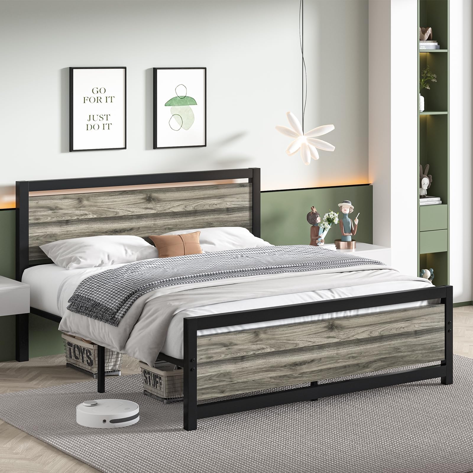 Catrimown Full Size Bed Frame, Full Bed Frame with Headboard and Footboard, Heavy Duty Platform Metal Bed, Noise-Free, No Box Spring Needed, Easy