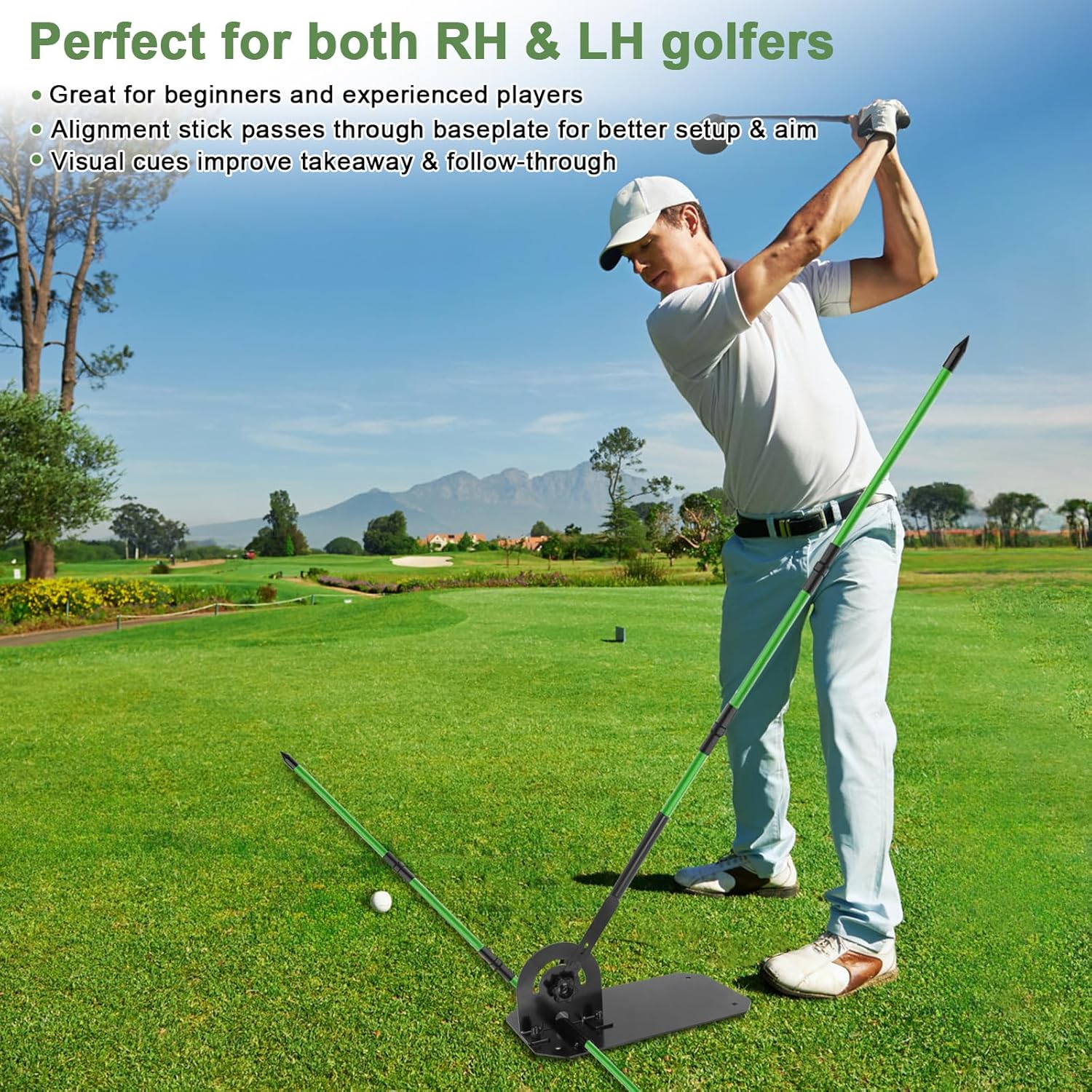 Golf Alignment Stick Holder with Holder Angle Plate,Professional Swing Trainer,Golf Swing Plane Trainer Aid for Aiming Putting Swing,Golf Teaching, Multi-Functional for All Levels of Golfer