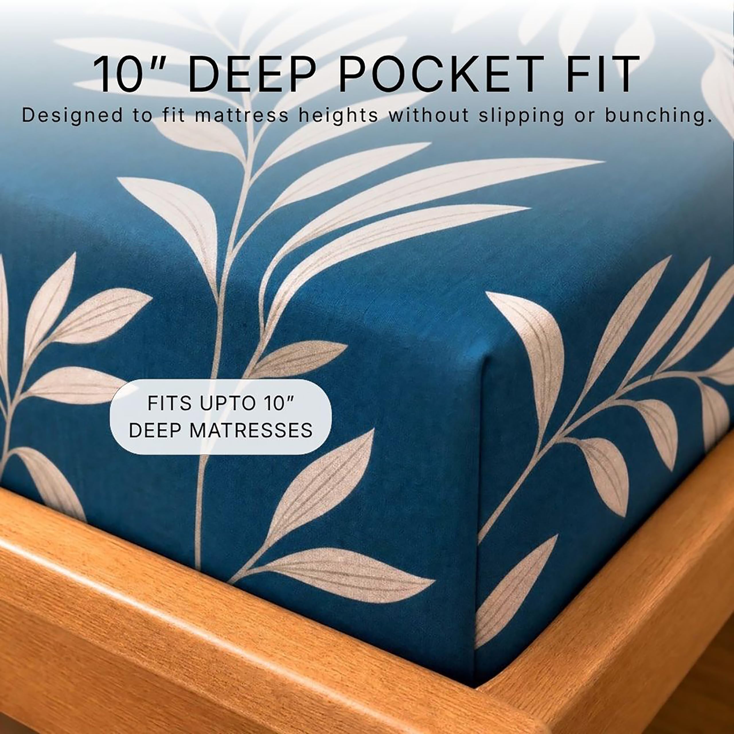 Salt Earth Queen Fitted Sheet - Cotton Feel & Deep Pocket -4
