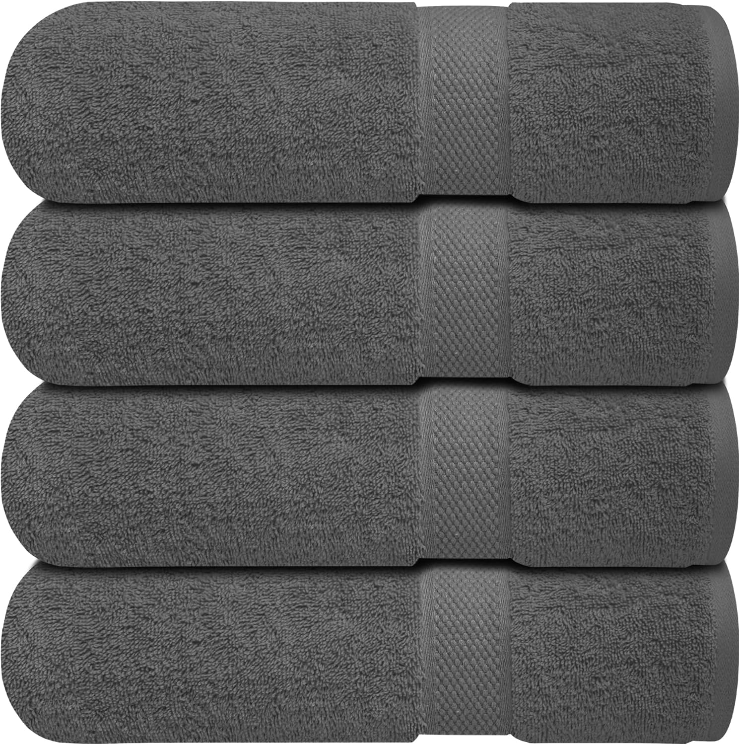 Infinitee Xclusives Shadow Grey Bath Towels Set Of 4 (70X140 Cm) - 100% Cotton, Super Absorbent, Quick-Dry Towels For Bathroom, Spa, Gym & Hotel |Shadow Grey|