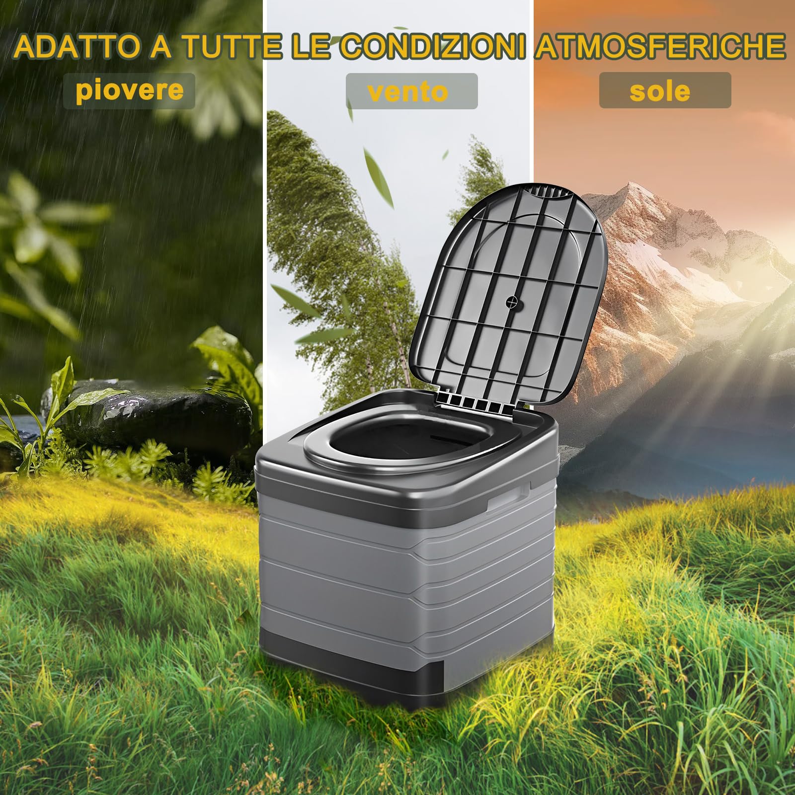 WC Campeggio Portatile XXL, Gabinetto Mobile Adulti Pieghevole Alta 40cm Toilette da Campeggio con 20pc-80x90cm Sacchetti per rifiuti | Facile da Pulire, archiviazione Portatile