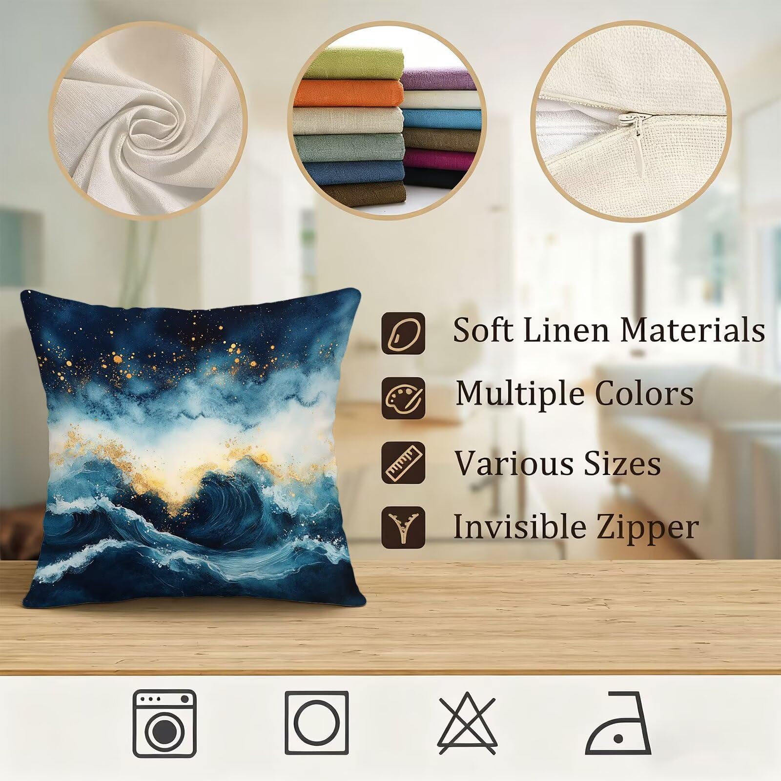 Azul Marino Funda Cojin 60x60 Blanco Funda Almohada 60x60 Cojines Sofa Súper Suave Fundas Cojines Decorativos Fundas Almohadas 4 Piezas Cervicales y Cuello, para Hogar Cama Salon Decoracion E - 661