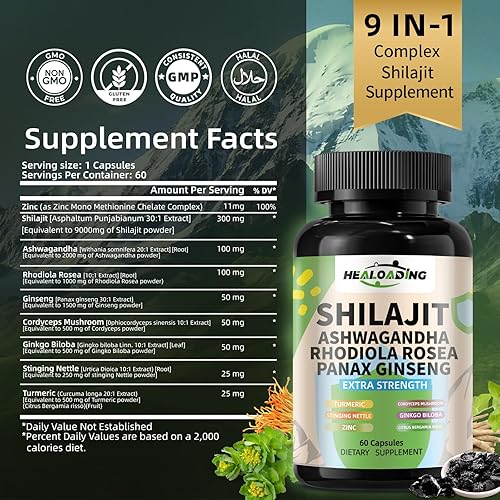 Miniatura 2 de Cápsulas de Shilajit del Himalaya extracto purificado de Shilajit del Himalaya  Apoyo de energía natural y resistencia, vegano, sin OMG antiguo