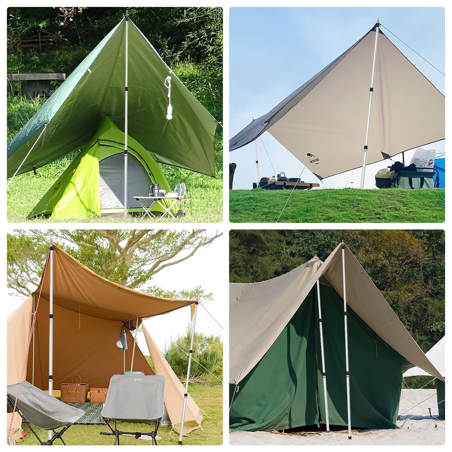 Gimisgu Barre télescopique pour tentes, barres de tente réglables en aluminium 90-230 cm, poteaux de tente de camping avec sac de rangement