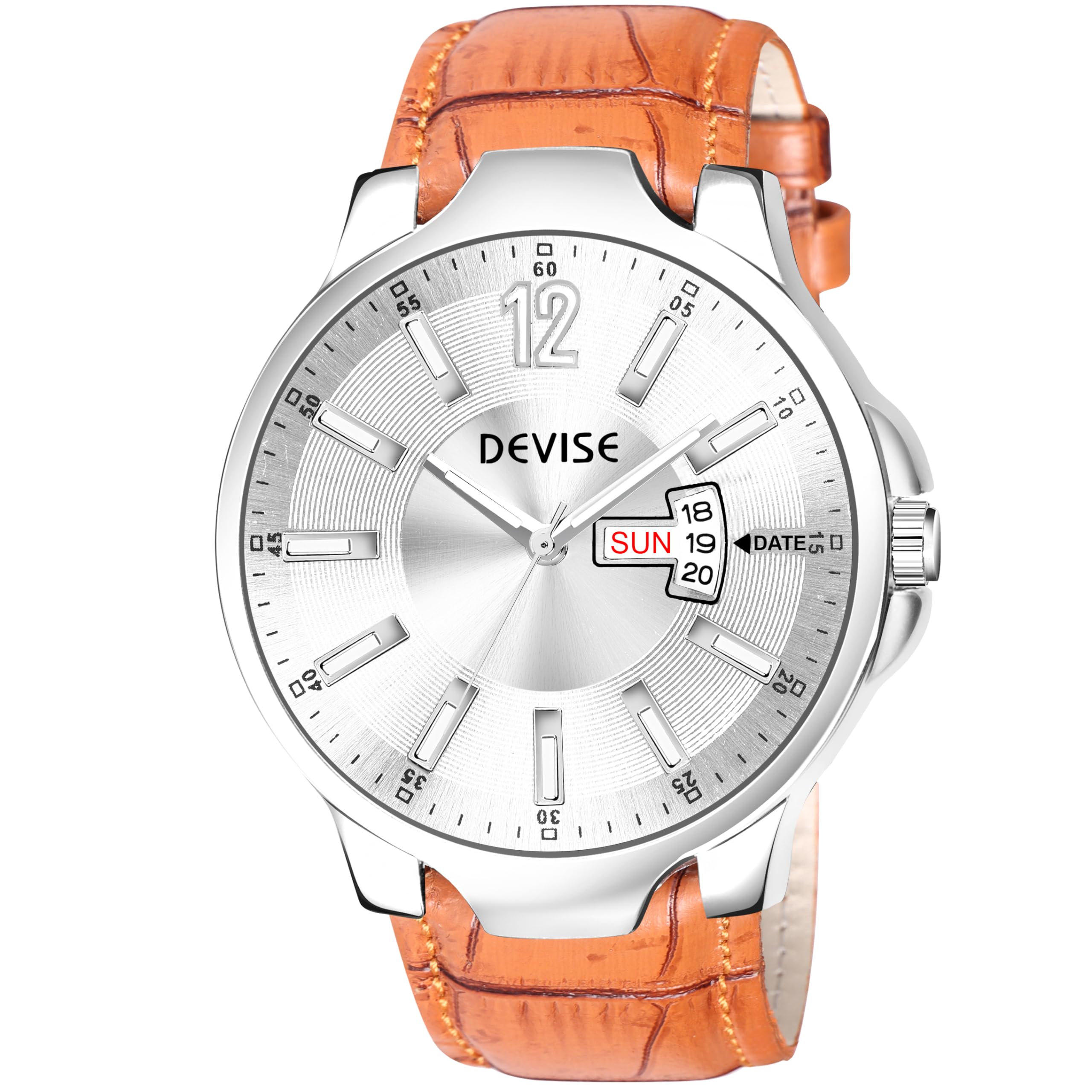 DEVISE Day & Date Leather Strap Analog Watch for Men & Boys Fashion Business Watches for Men (Brown) (B0CLD3ZQ3W) Amazon Price History, Amazon Price Tracker