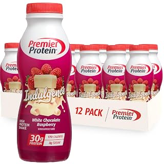 Premier Protein INDULGENCE 30g Shake, White Chocolate Raspberry, 12 Pack | Dessert-Inspired, 170 Calories, 3g Sugar, Supports Muscle Health, Gluten-Free, 11.5 oz (Packaging May Vary) - Amazon product rated Grade A