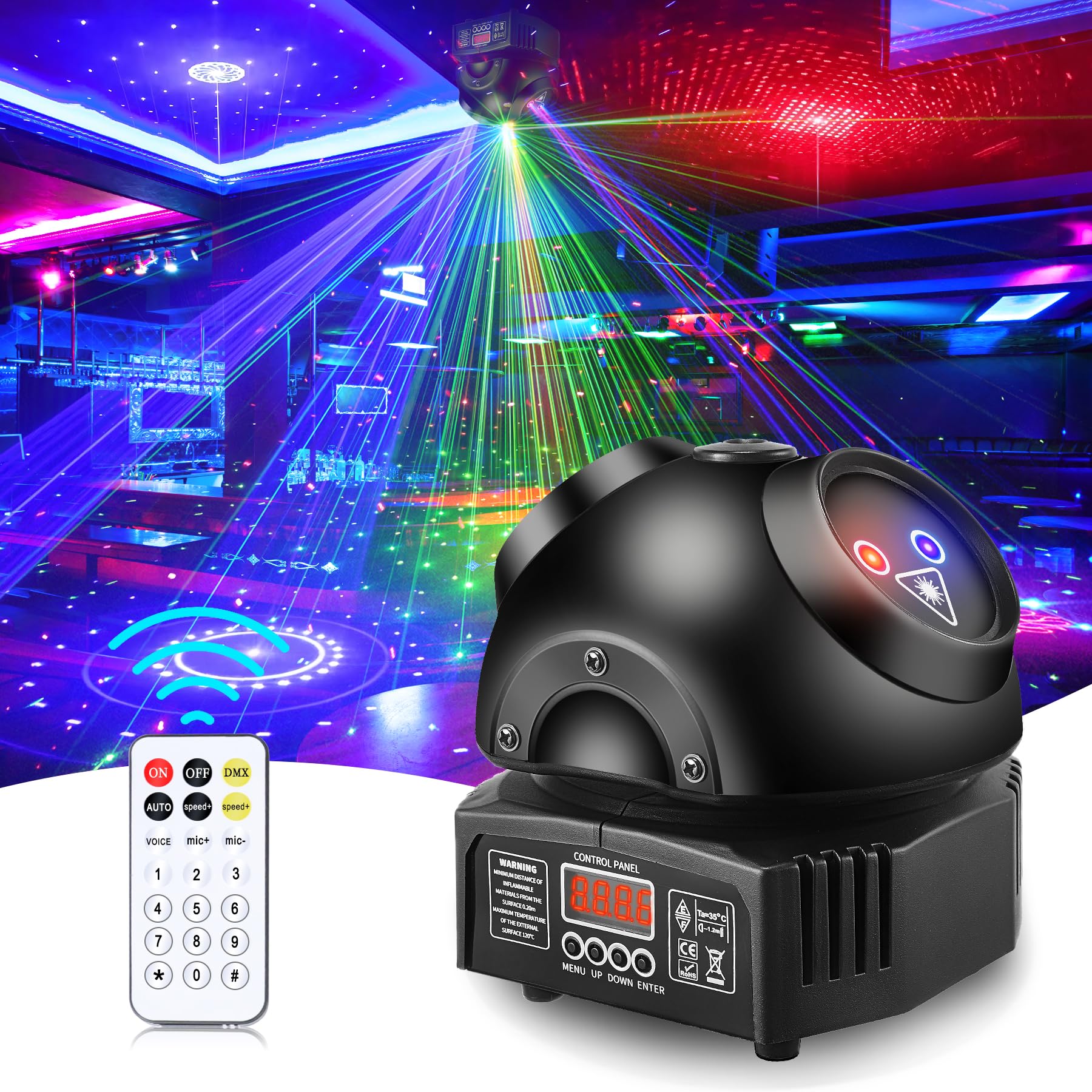 VAYALT Luces Discoteca, RGB Luces de Discoteca, Luces DJ con Mando a Distancia, Musik Sonido Activado, Luces Fiesta Compatible con DMX 512, para Fiestas, Boda, djs, Bares,Discoteca Club