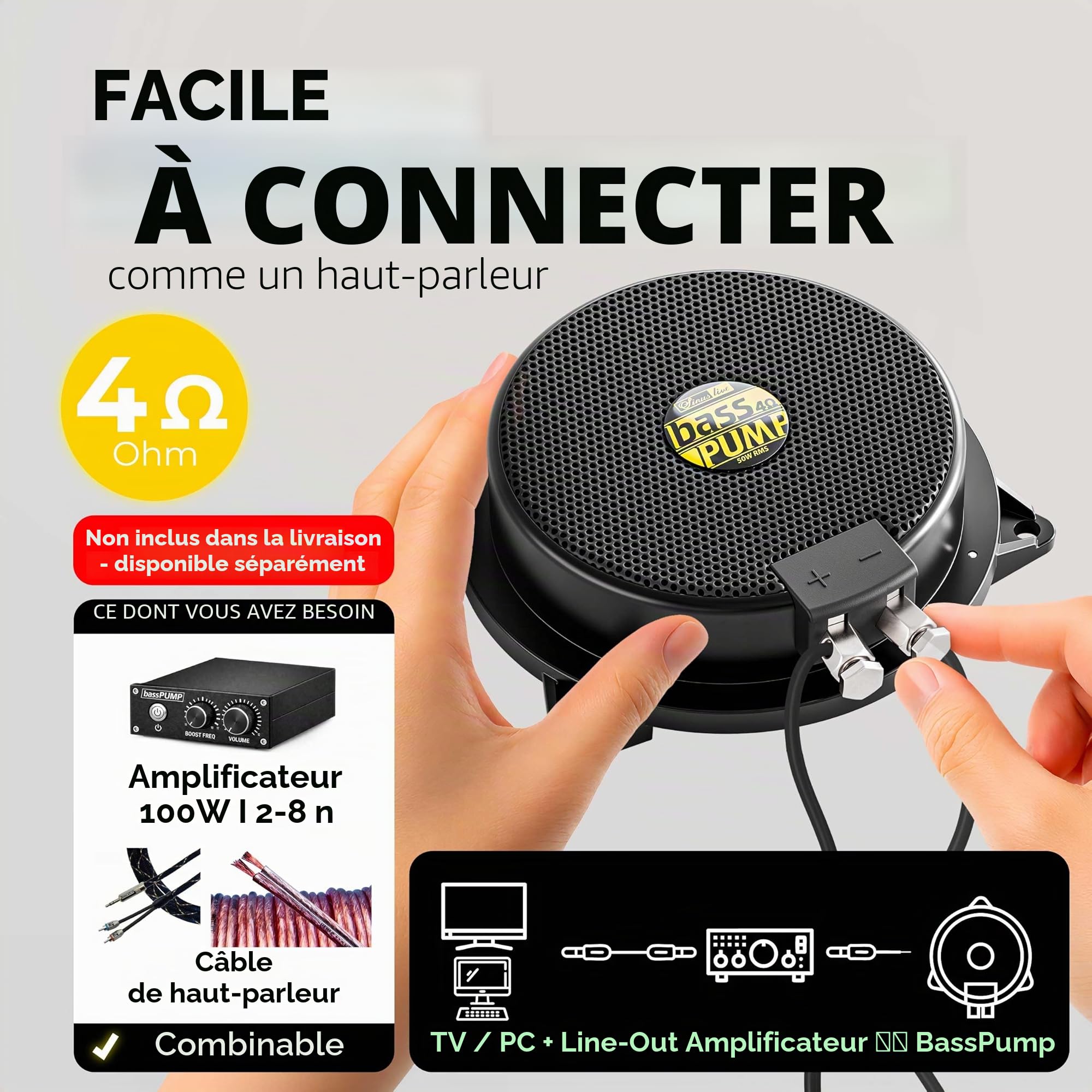 Haut-Parleur excitateur 80 W Sinuslive Bass-Pump III 4 ?
