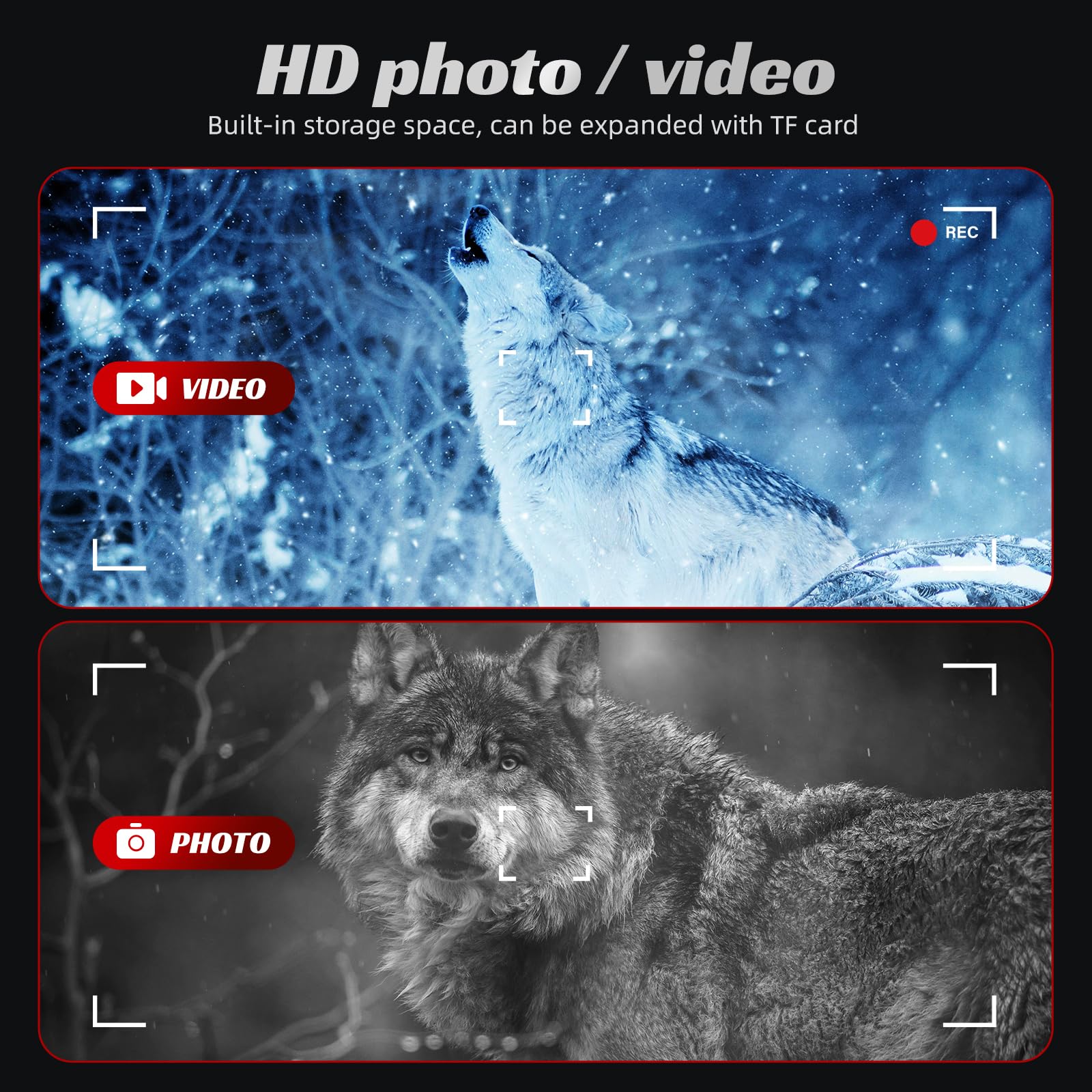 EMEBAY Vision Nocturne Monoculaire 1080P Carte 64Go, Lunettes Numériques