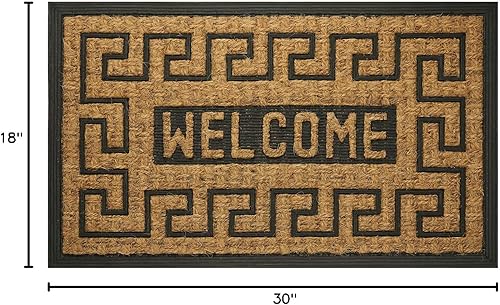 Miniatura 7 de Tapete geométrico para puerta de entrada, fibras de cáscara de coco 100% naturales y parte trasera de goma reciclada antideslizante, 2 x 3 pies,