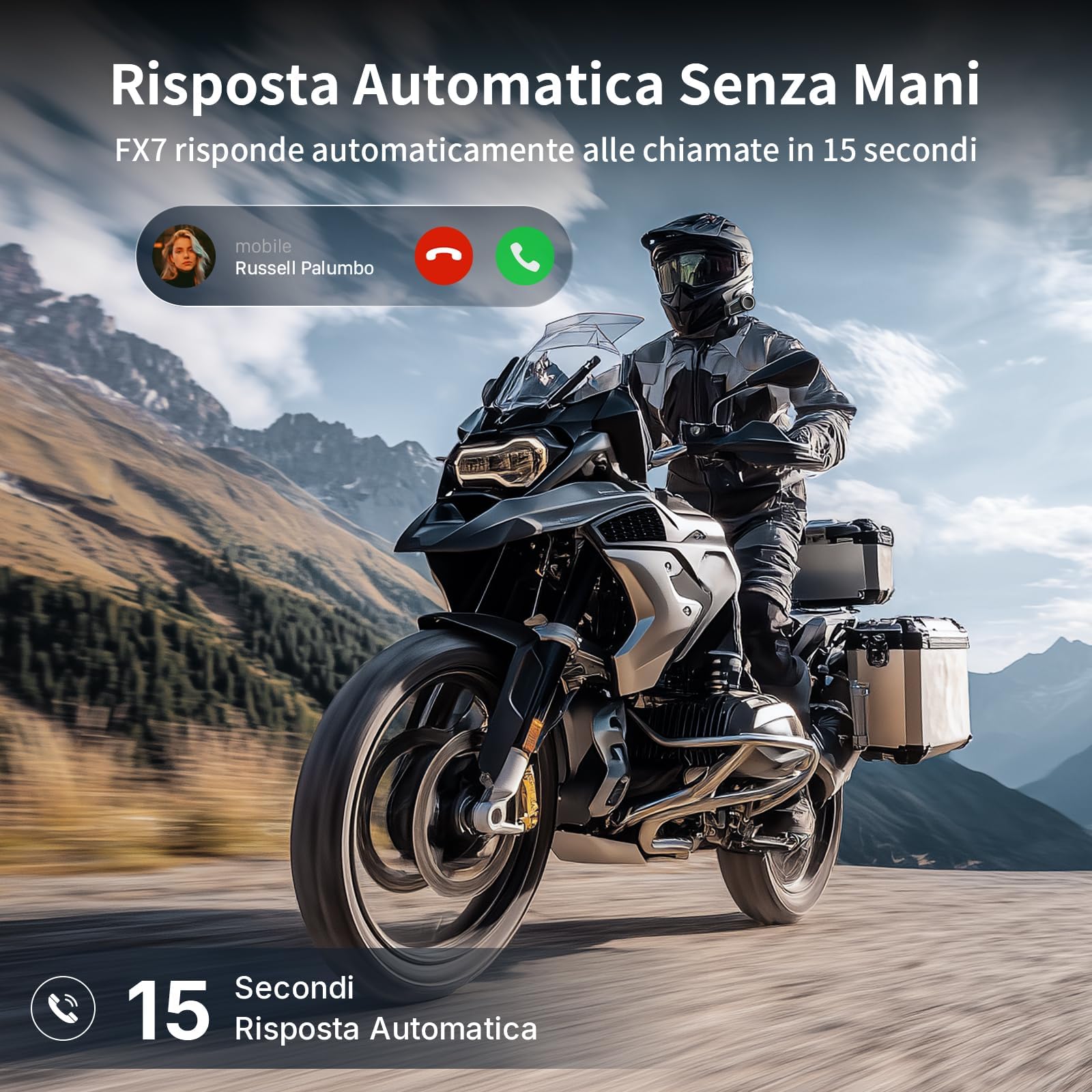 Fodsports FX7 10 - Utenti Mesh Interfono Moto Coppia | Condivisione Musicale, 2000m Interfono per Casco, Doppio Chip V5.4 Auricolari Moto con Multitasking Audio & FM