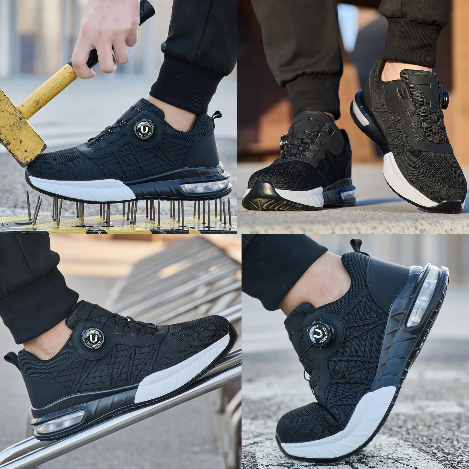 Zapatos de Seguridad para Hombre Mujer Ligeras Colchón de Aire Zapatillas de Trabajo con Punta de Acero Transpirable Antideslizantes